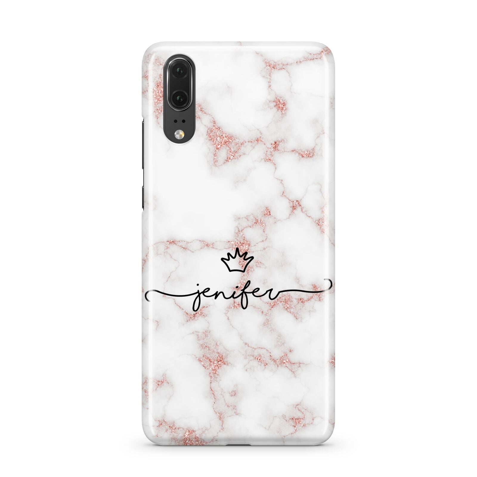 Pink Glitter Marble with Custom Text Huawei P20 Phone Case