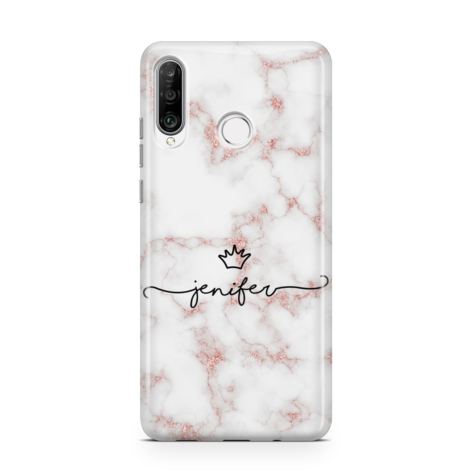 Pink Glitter Marble with Custom Text Huawei P30 Lite Phone Case