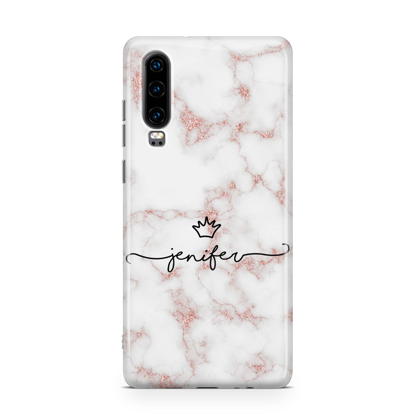 Pink Glitter Marble with Custom Text Huawei P30 Phone Case