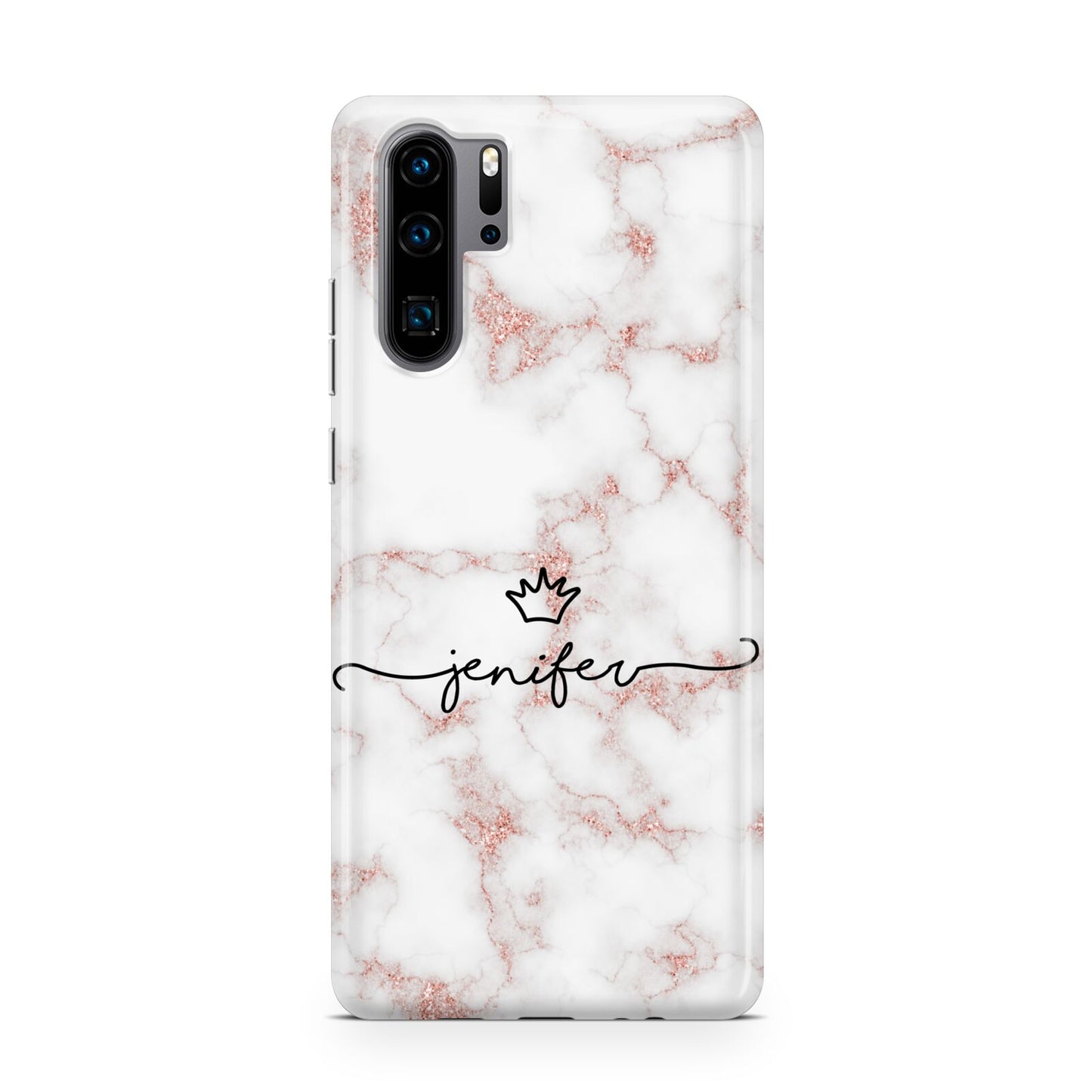 Pink Glitter Marble with Custom Text Huawei P30 Pro Phone Case