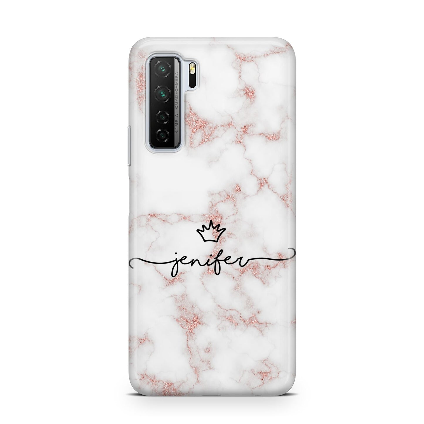 Pink Glitter Marble with Custom Text Huawei P40 Lite 5G Phone Case