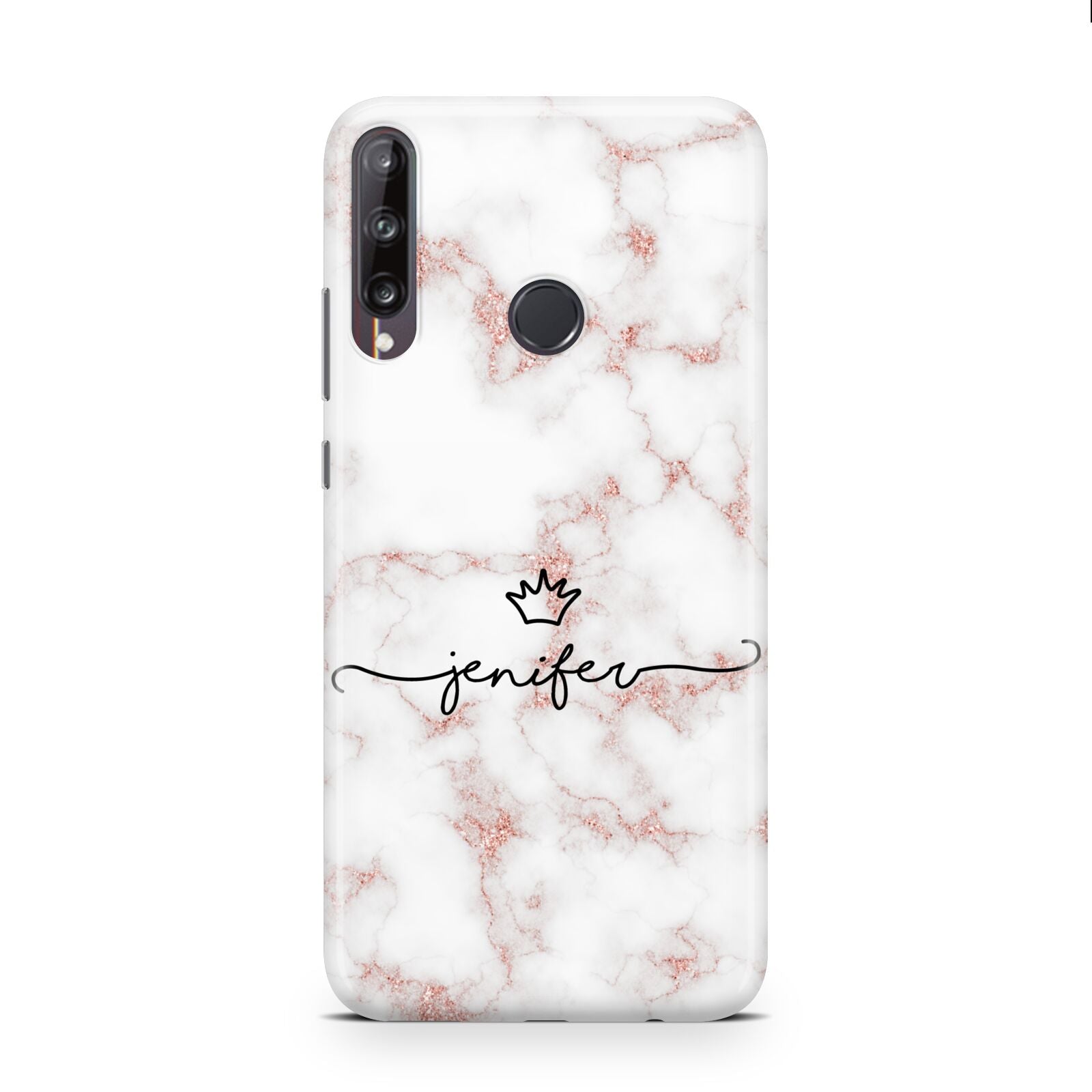 Pink Glitter Marble with Custom Text Huawei P40 Lite E Phone Case