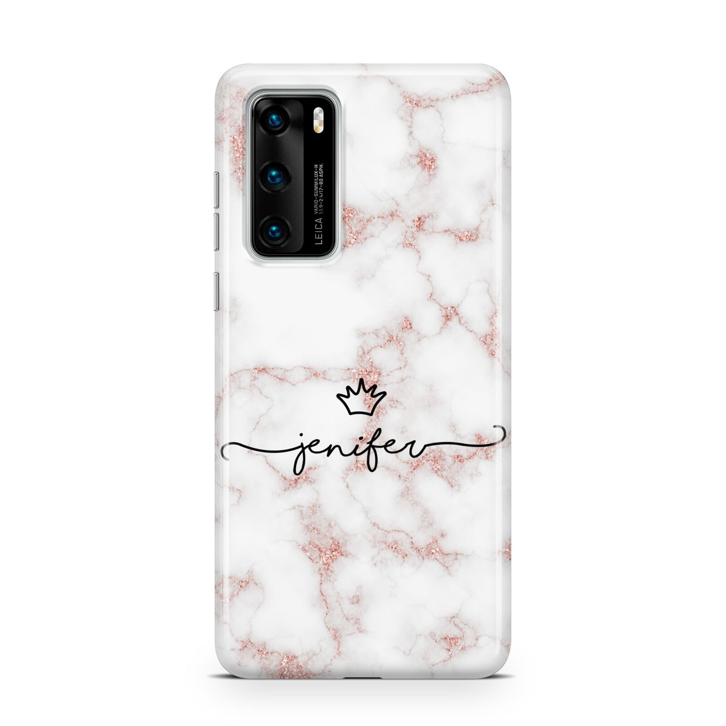 Pink Glitter Marble with Custom Text Huawei P40 Phone Case