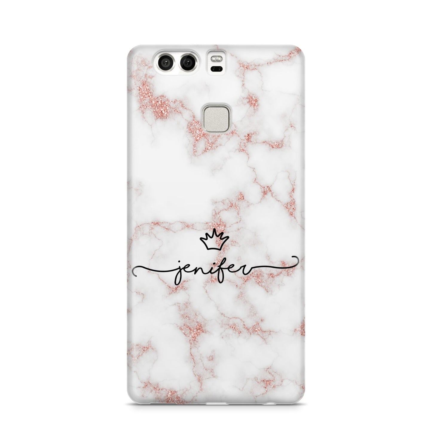 Pink Glitter Marble with Custom Text Huawei P9 Case