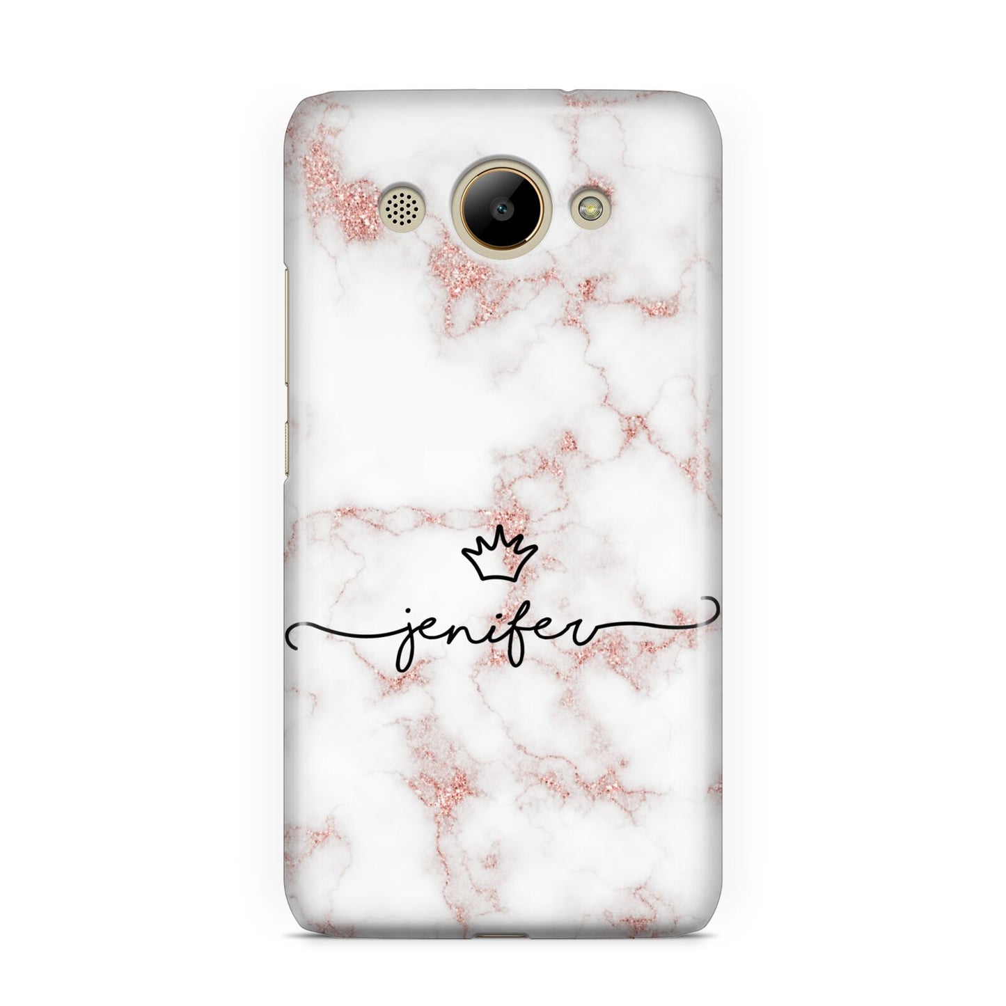 Pink Glitter Marble with Custom Text Huawei Y3 2017