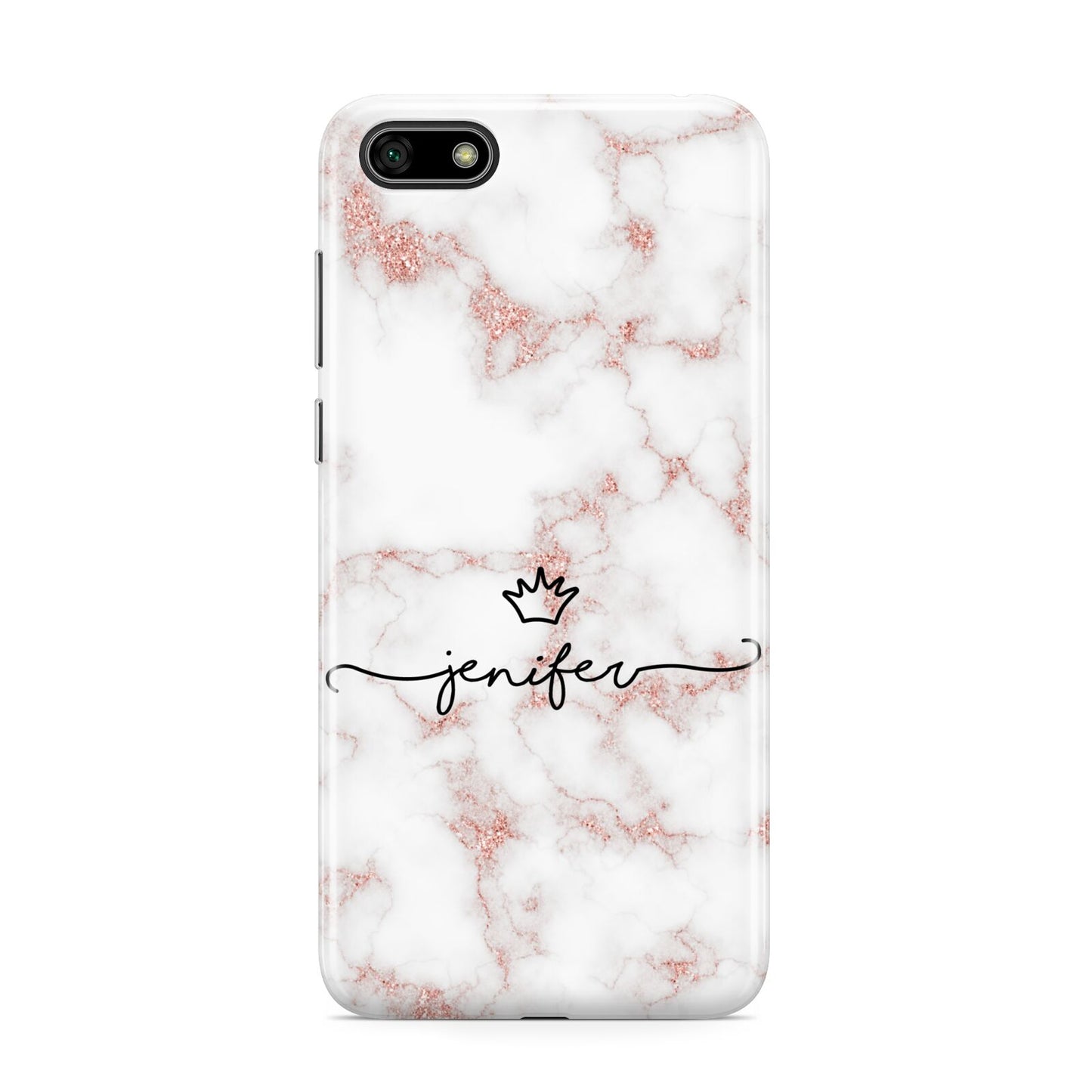 Pink Glitter Marble with Custom Text Huawei Y5 Prime 2018 Phone Case