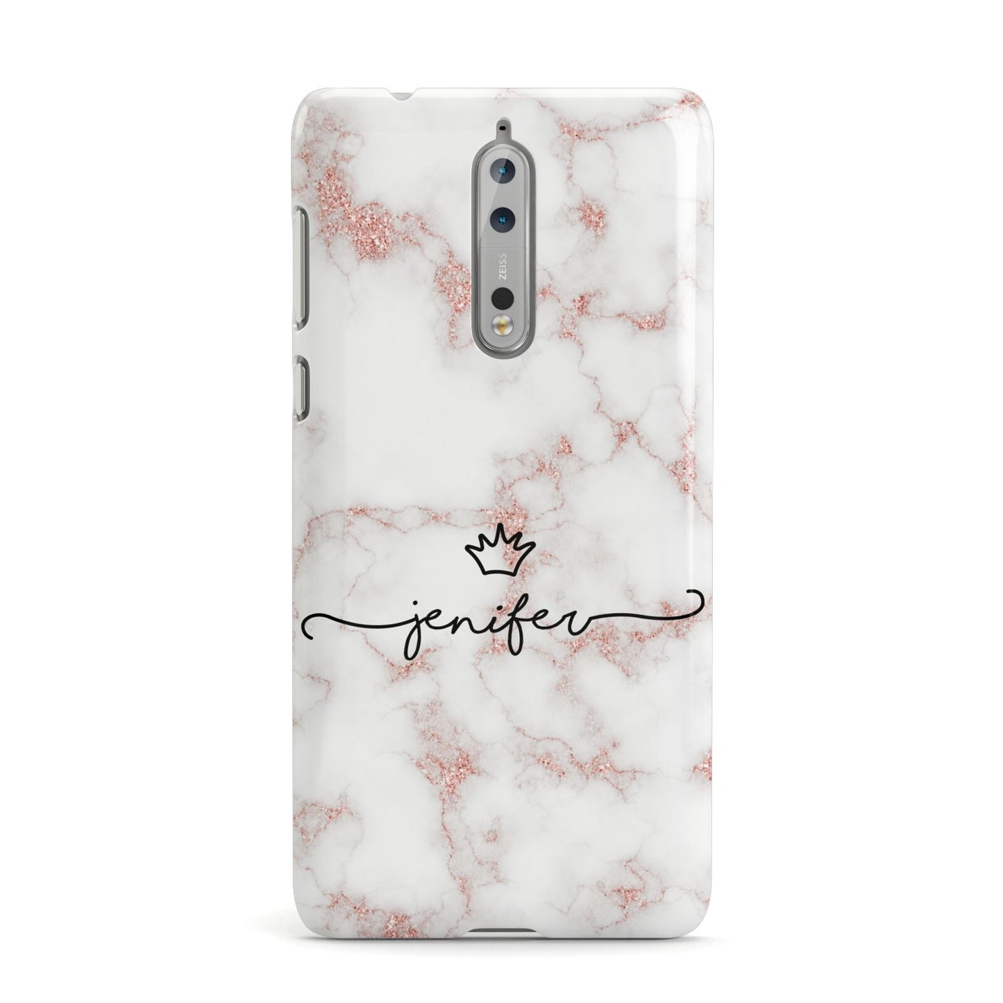 Pink Glitter Marble with Custom Text Nokia Case