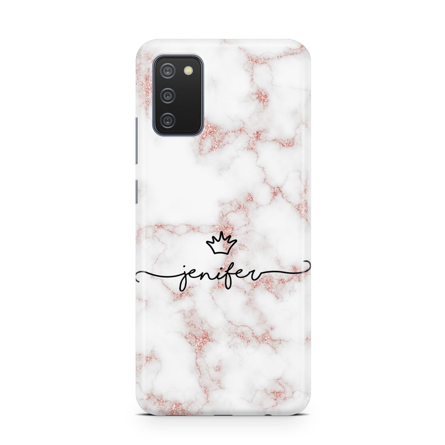 Pink Glitter Marble with Custom Text Samsung A02s Case