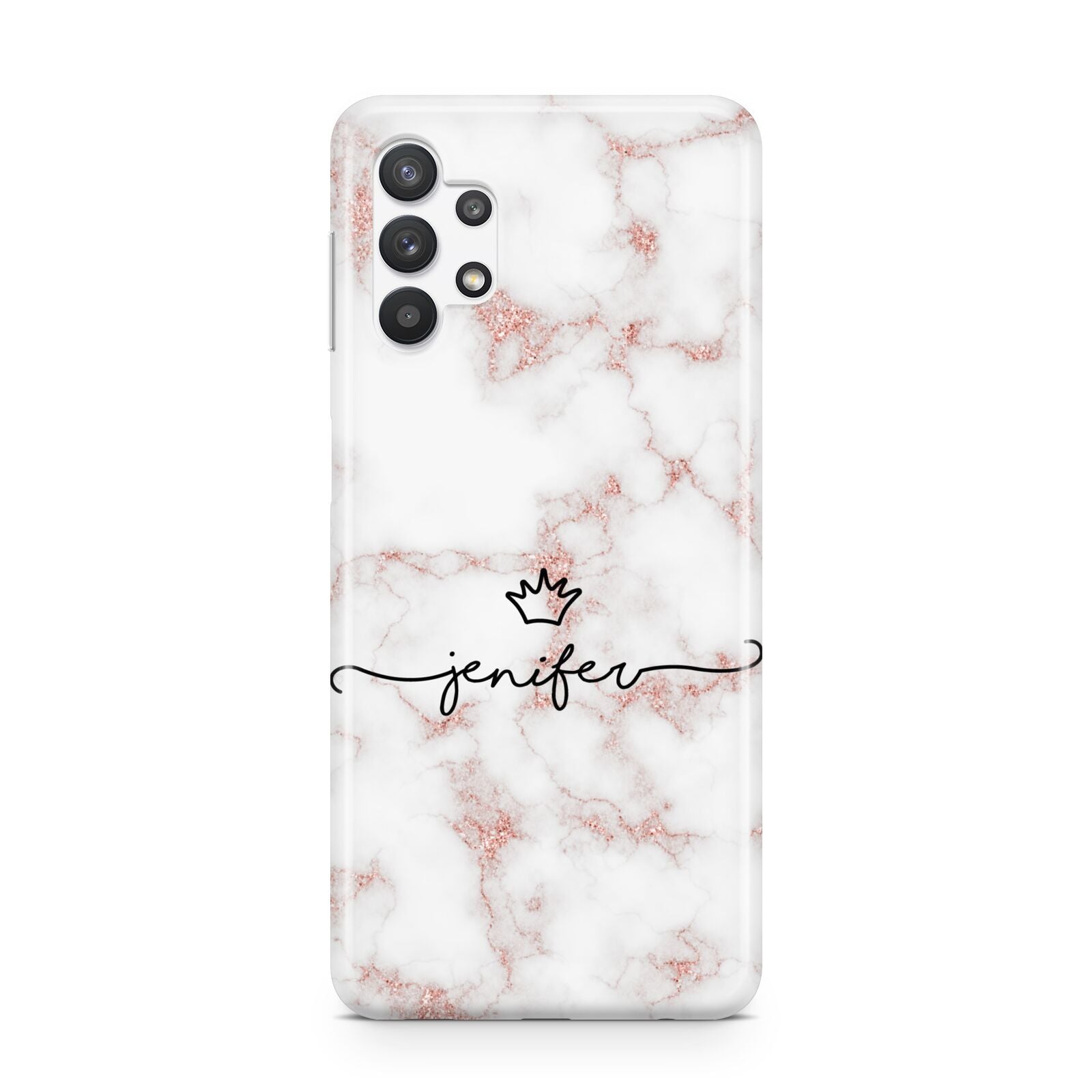 Pink Glitter Marble with Custom Text Samsung A32 5G Case