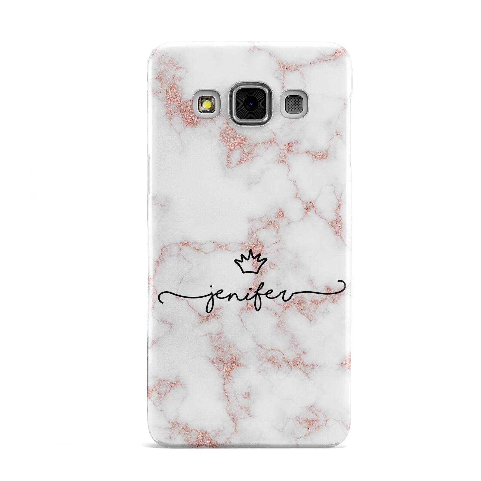 Pink Glitter Marble with Custom Text Samsung Galaxy A3 Case