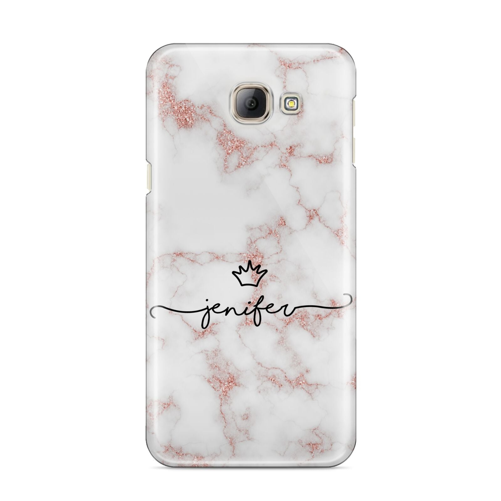 Pink Glitter Marble with Custom Text Samsung Galaxy A8 2016 Case