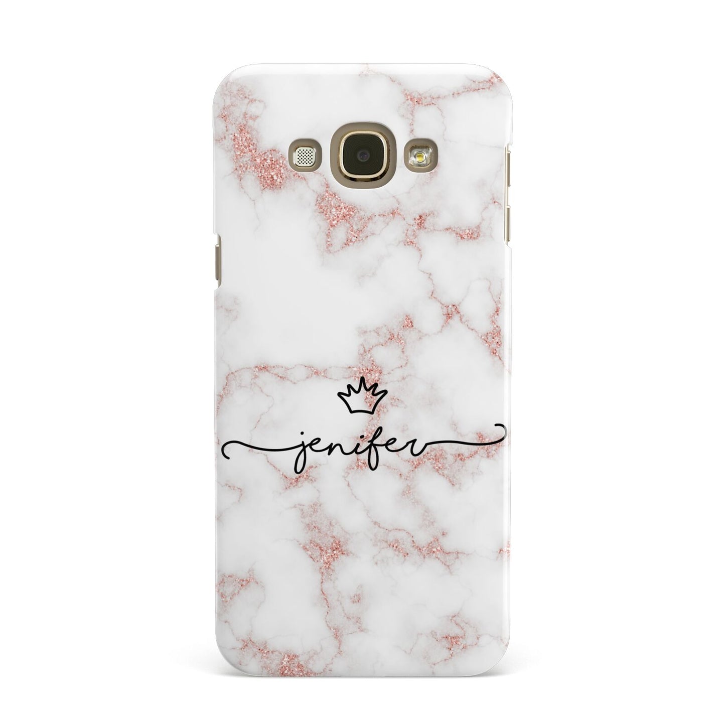 Pink Glitter Marble with Custom Text Samsung Galaxy A8 Case