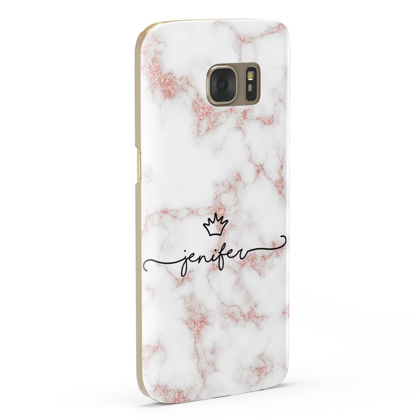 Pink Glitter Marble with Custom Text Samsung Galaxy Case Fourty Five Degrees