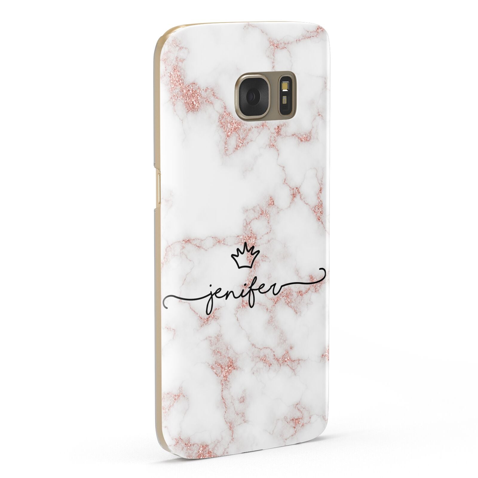 Pink Glitter Marble with Custom Text Samsung Galaxy Case Fourty Five Degrees