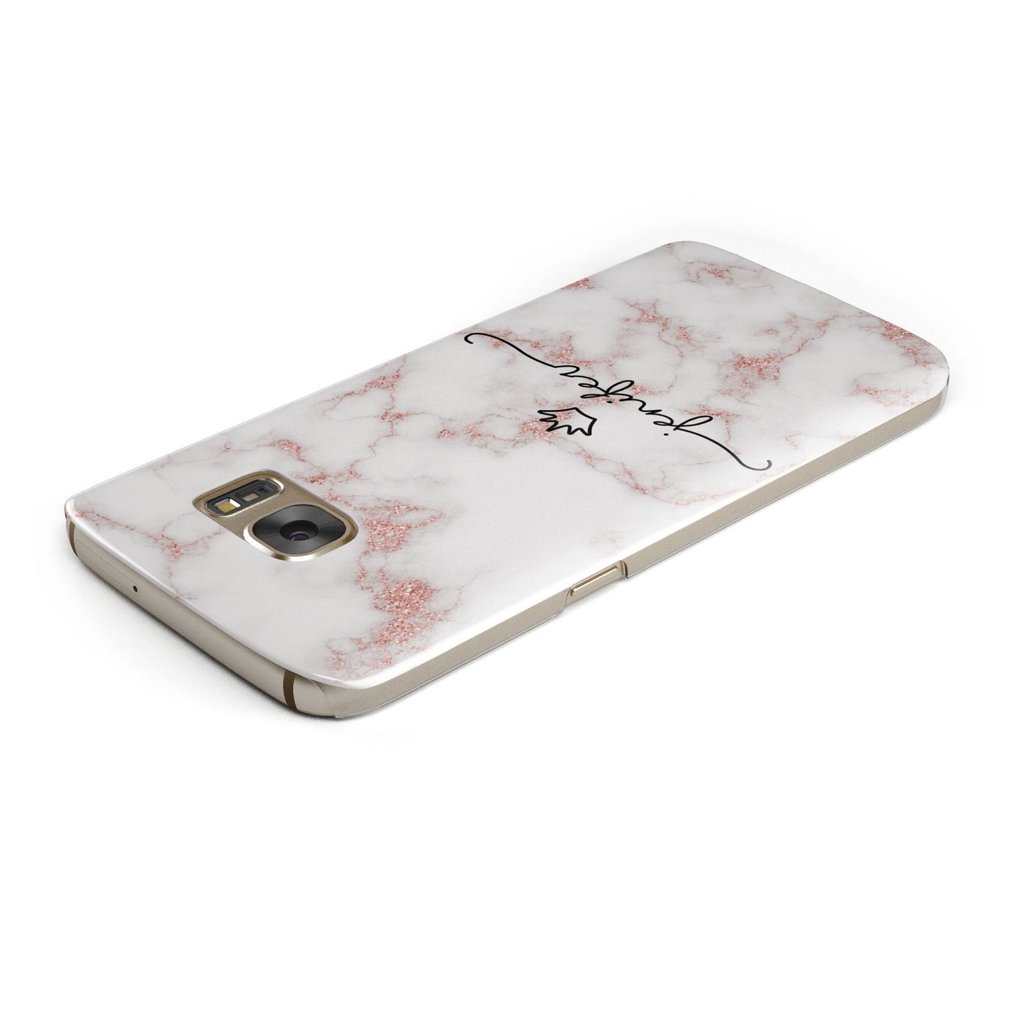 Pink Glitter Marble with Custom Text Samsung Galaxy Case Top Cutout