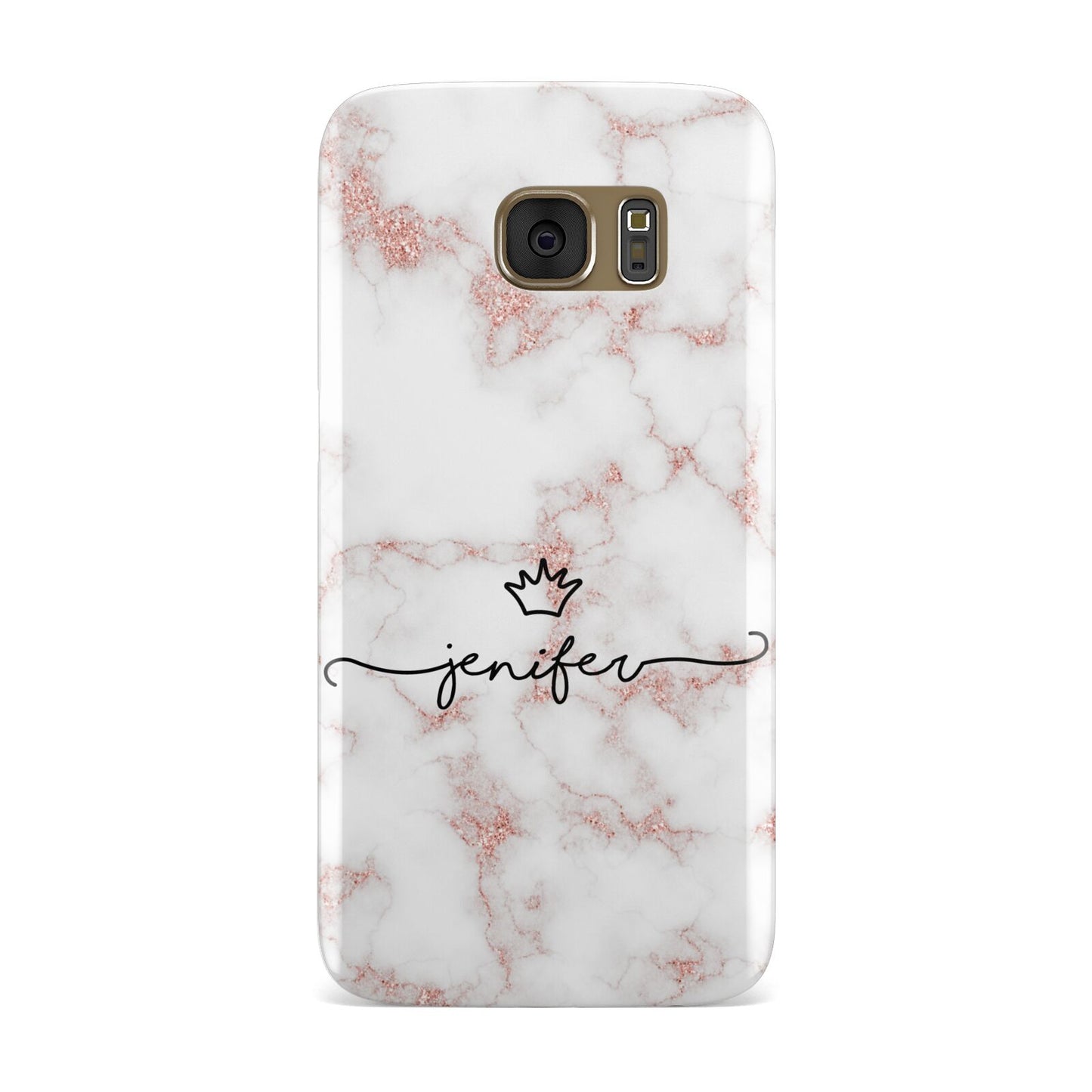 Pink Glitter Marble with Custom Text Samsung Galaxy Case