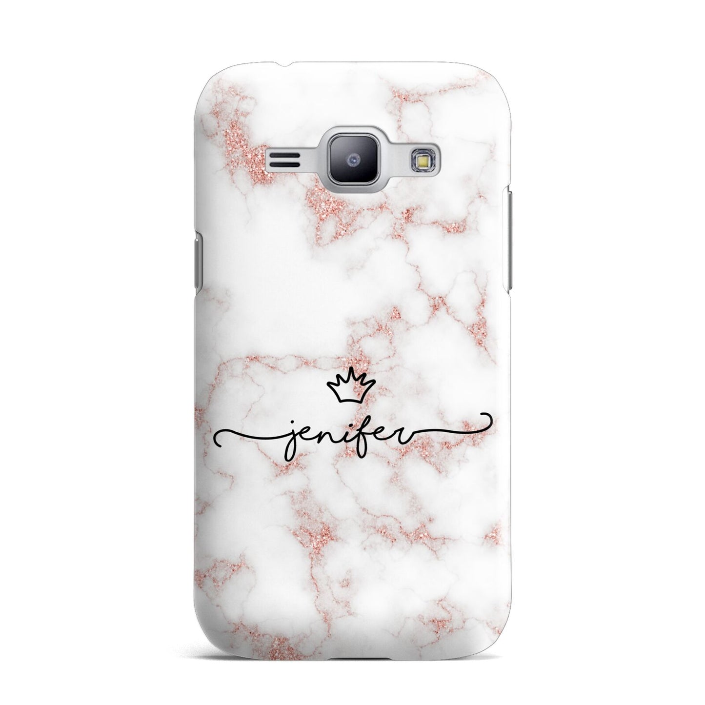 Pink Glitter Marble with Custom Text Samsung Galaxy J1 2015 Case