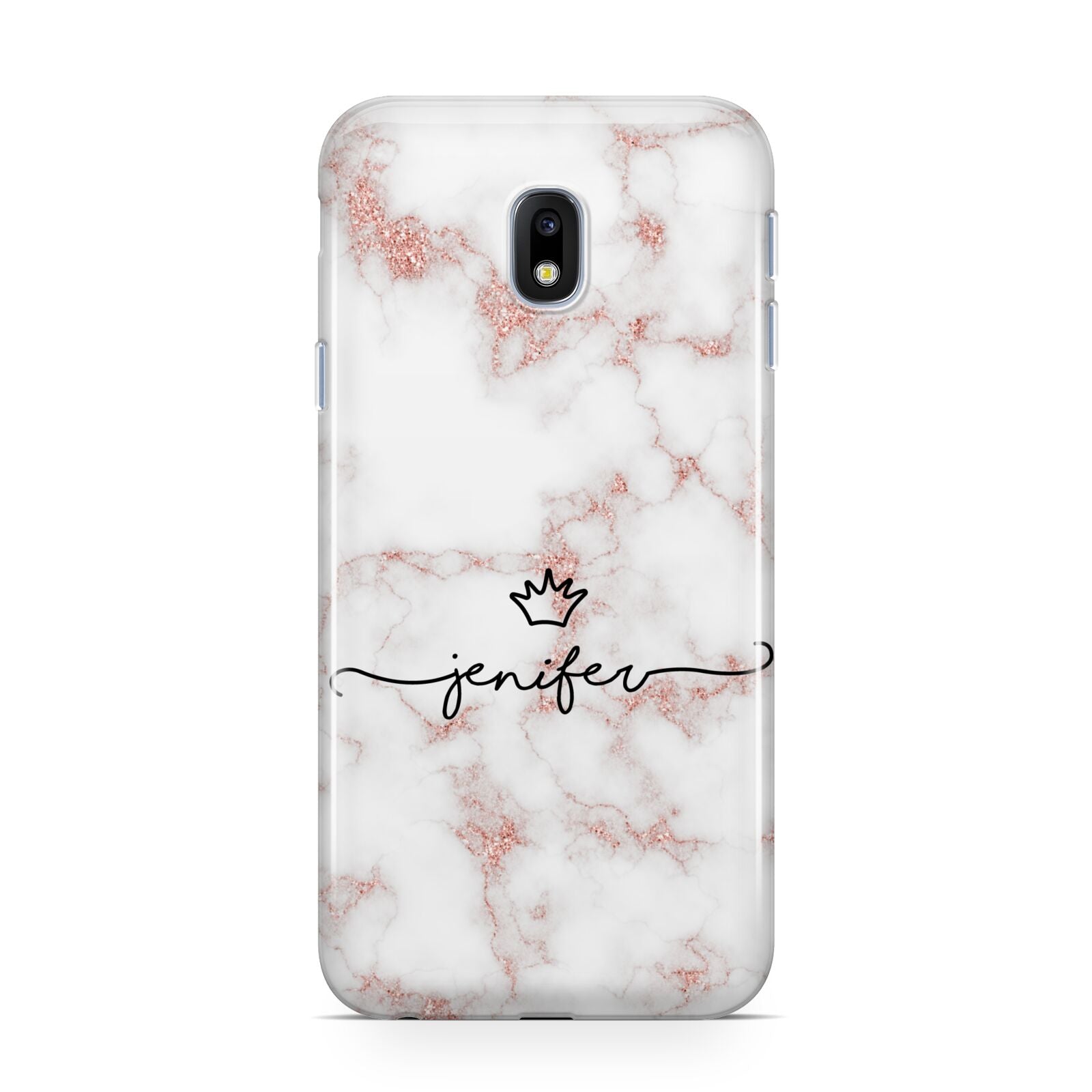 Pink Glitter Marble with Custom Text Samsung Galaxy J3 2017 Case