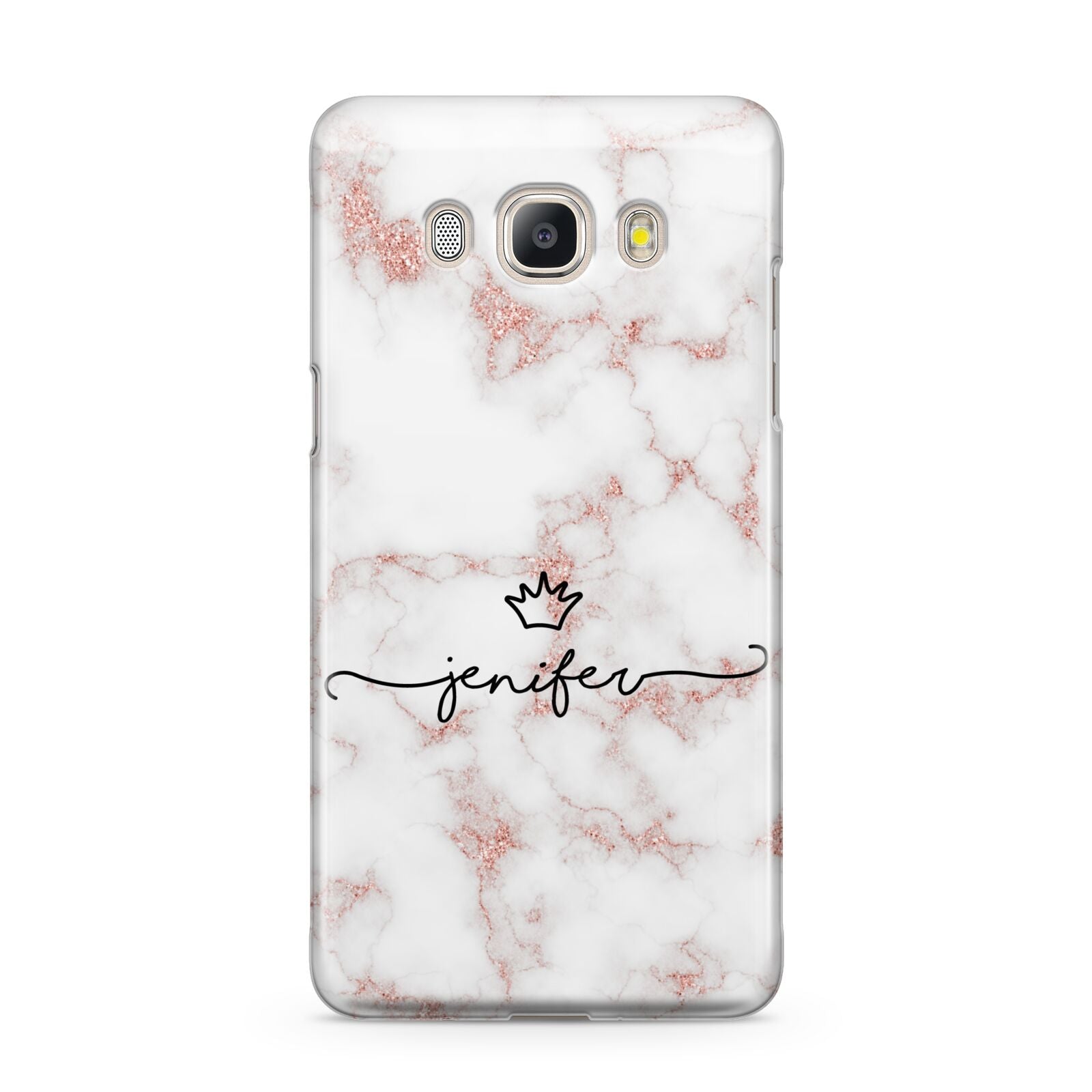 Pink Glitter Marble with Custom Text Samsung Galaxy J5 2016 Case