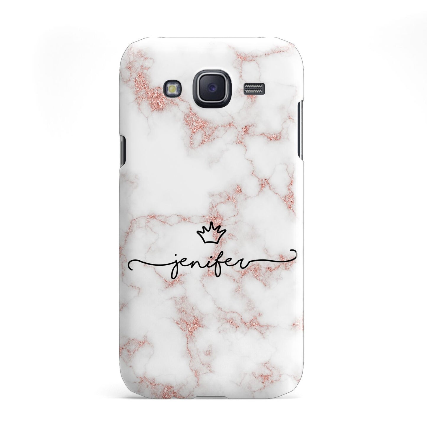 Pink Glitter Marble with Custom Text Samsung Galaxy J5 Case