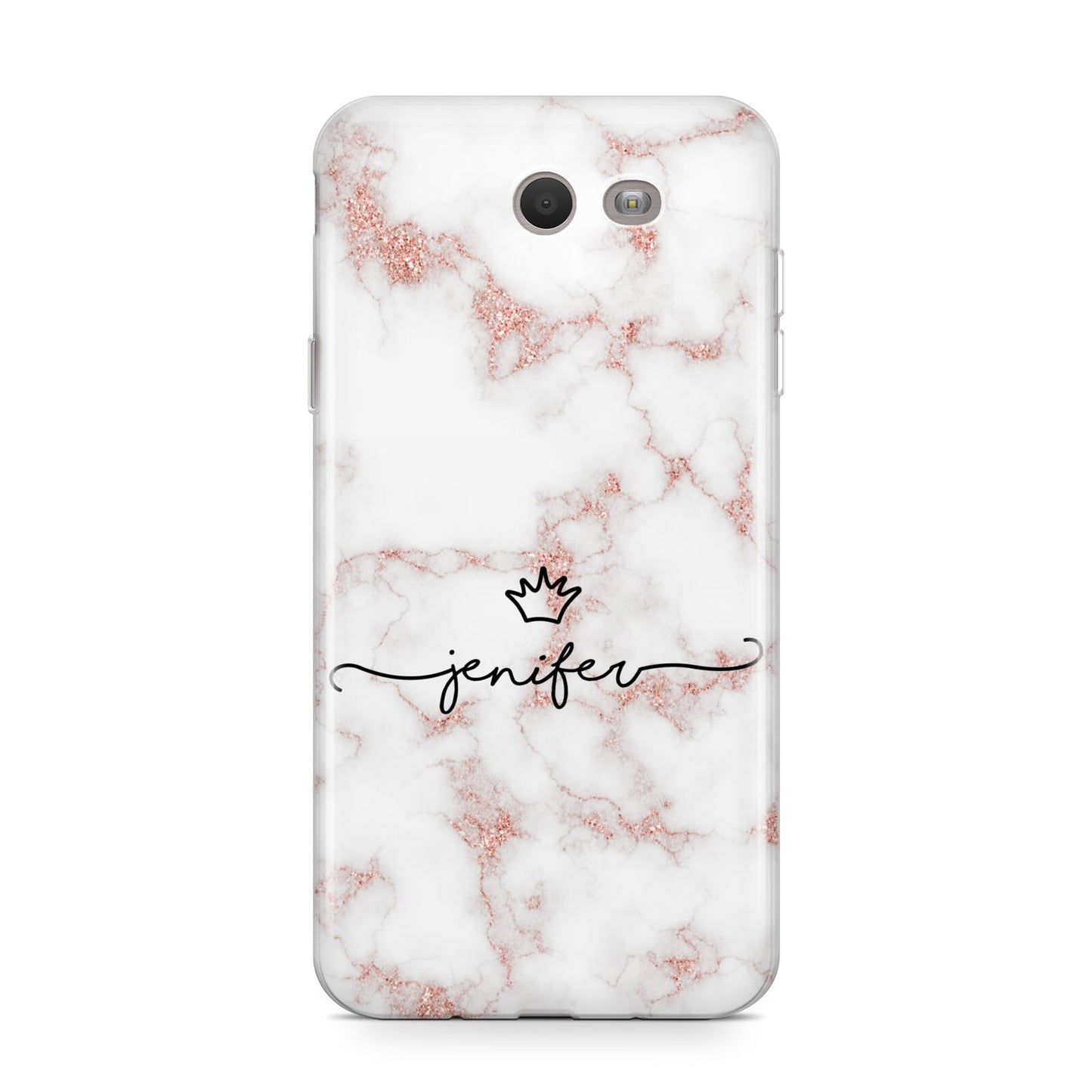 Pink Glitter Marble with Custom Text Samsung Galaxy J7 2017 Case