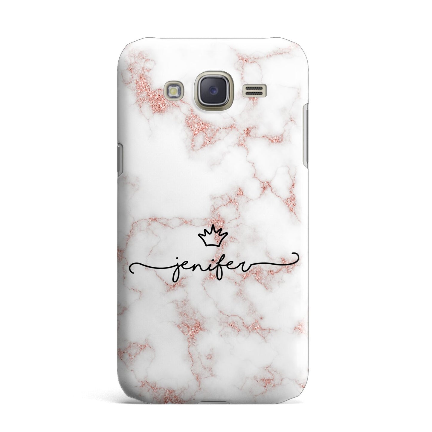 Pink Glitter Marble with Custom Text Samsung Galaxy J7 Case