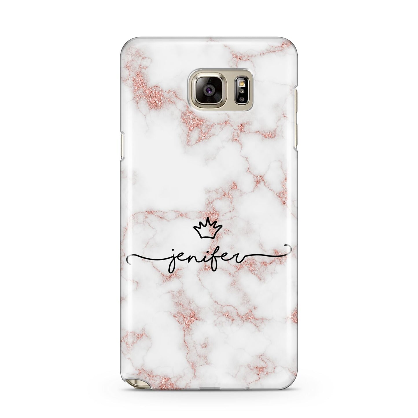 Pink Glitter Marble with Custom Text Samsung Galaxy Note 5 Case