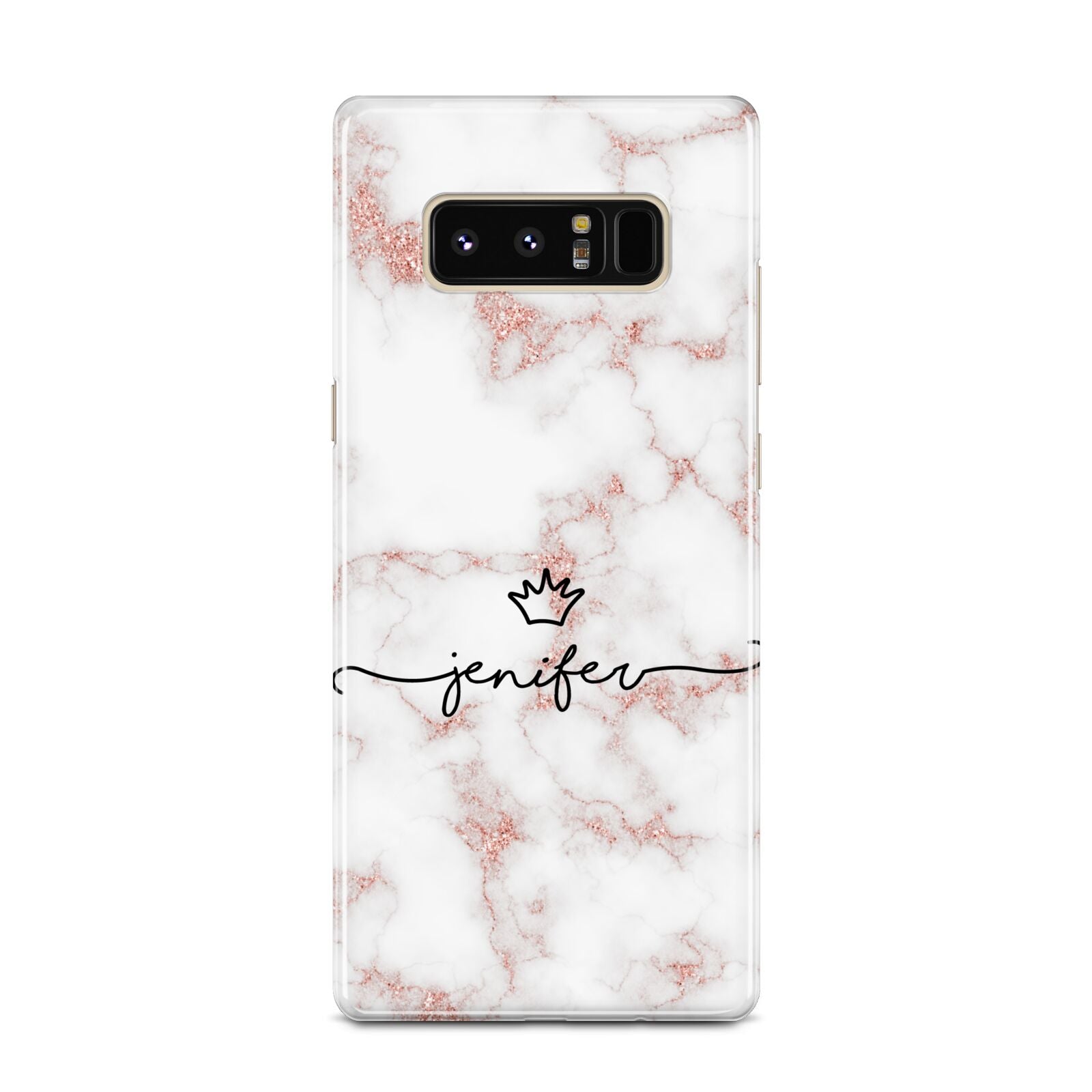 Pink Glitter Marble with Custom Text Samsung Galaxy Note 8 Case