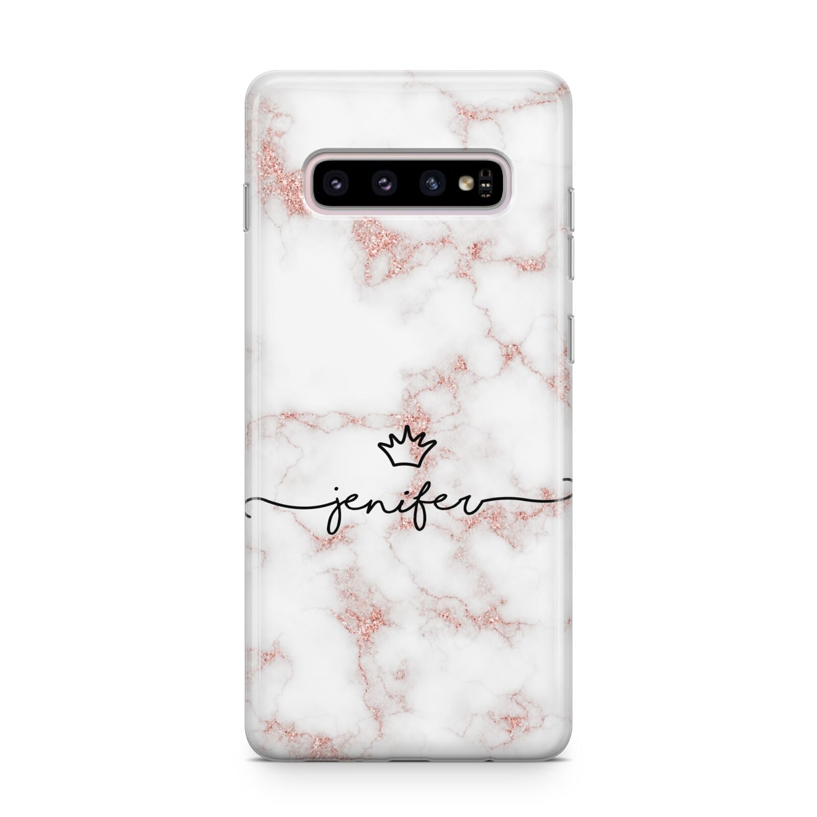 Pink Glitter Marble with Custom Text Samsung Galaxy S10 Plus Case