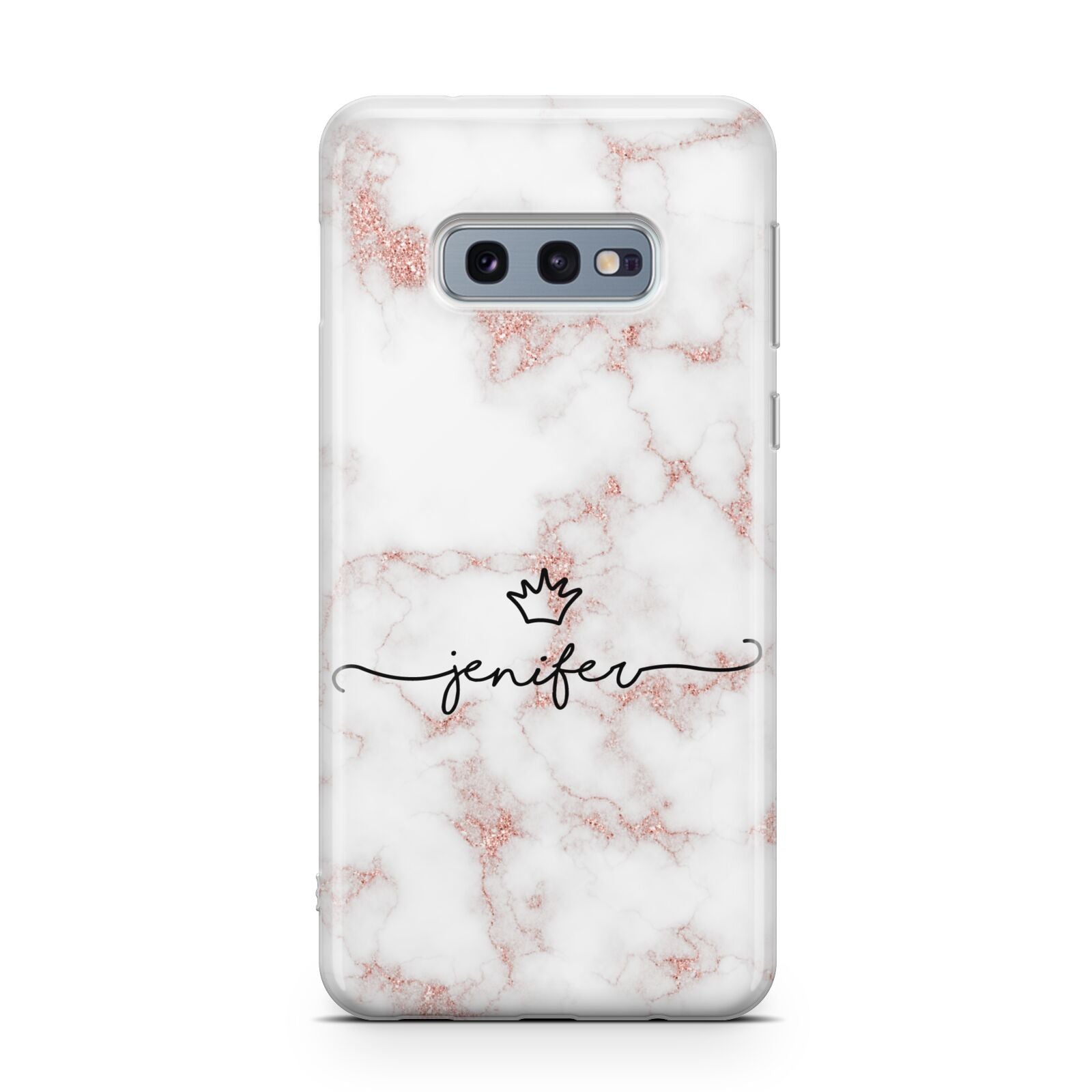 Pink Glitter Marble with Custom Text Samsung Galaxy S10E Case