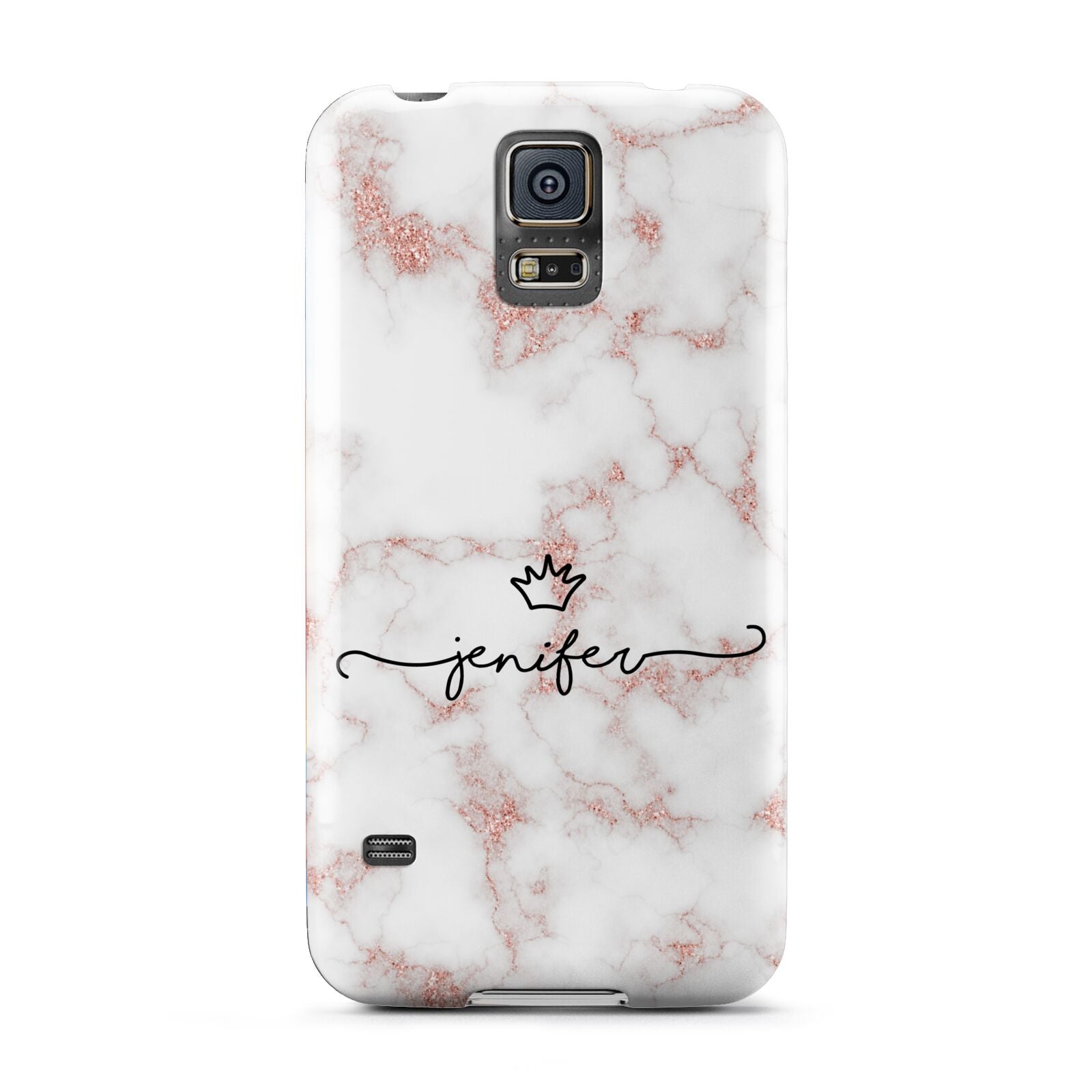 Pink Glitter Marble with Custom Text Samsung Galaxy S5 Case