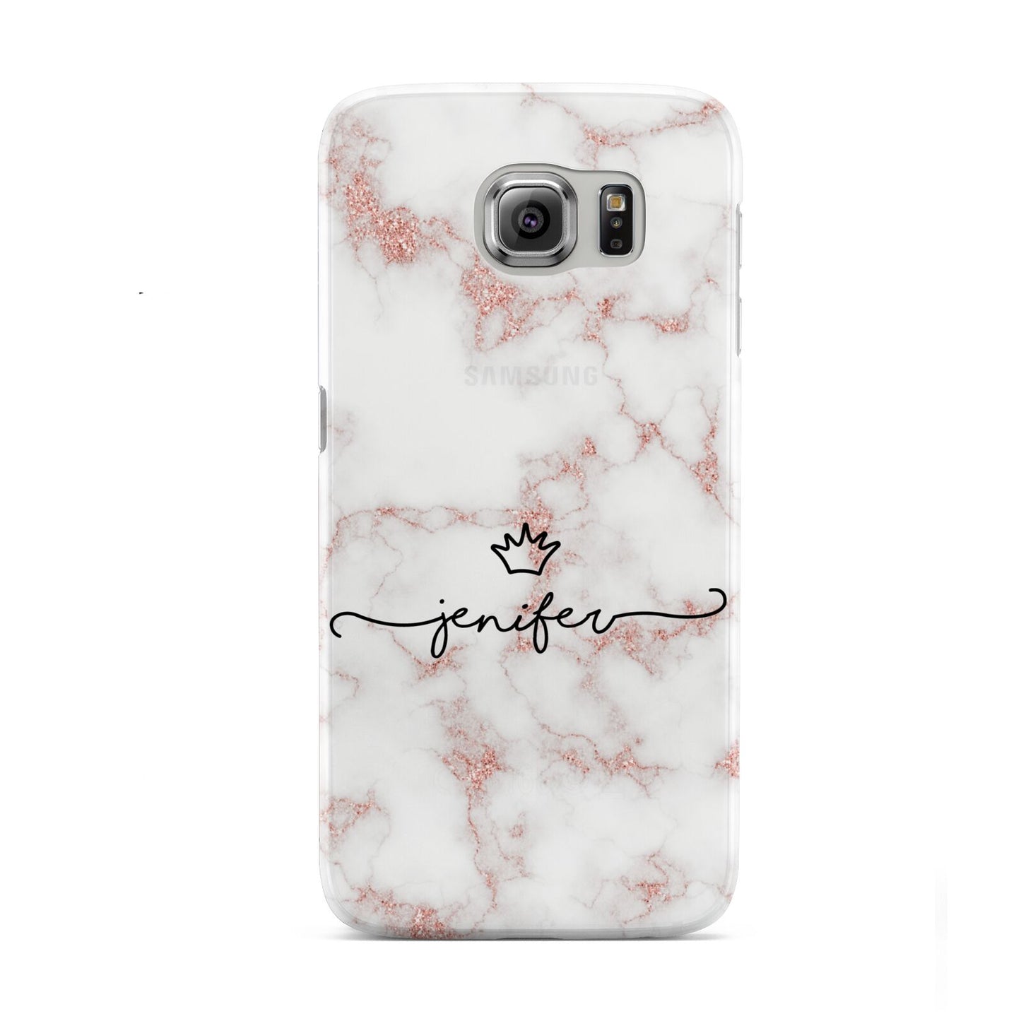 Pink Glitter Marble with Custom Text Samsung Galaxy S6 Case