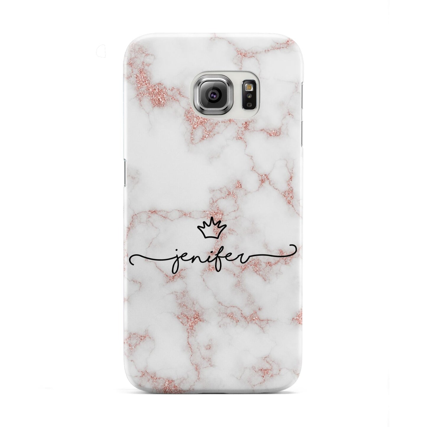 Pink Glitter Marble with Custom Text Samsung Galaxy S6 Edge Case