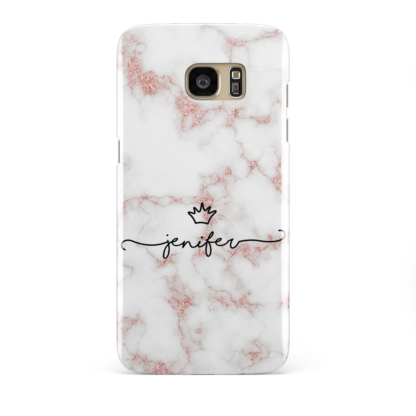 Pink Glitter Marble with Custom Text Samsung Galaxy S7 Edge Case