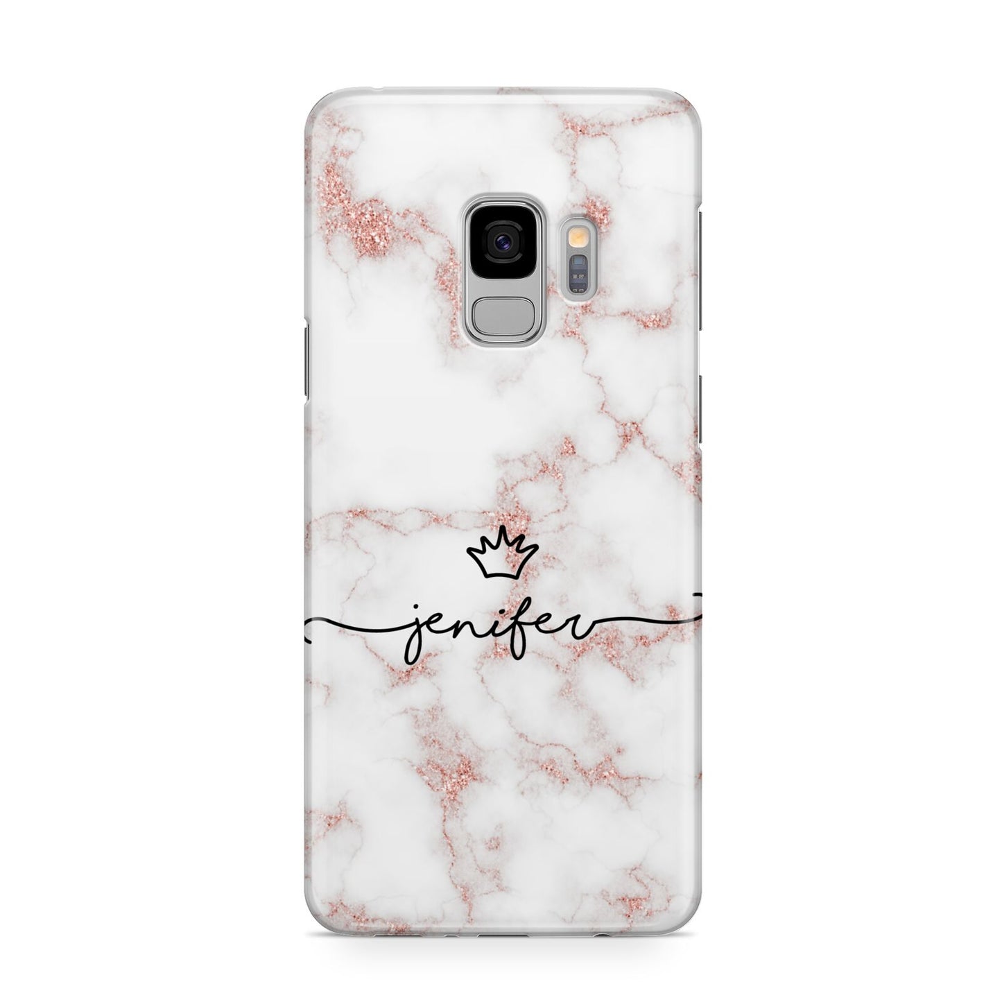 Pink Glitter Marble with Custom Text Samsung Galaxy S9 Case