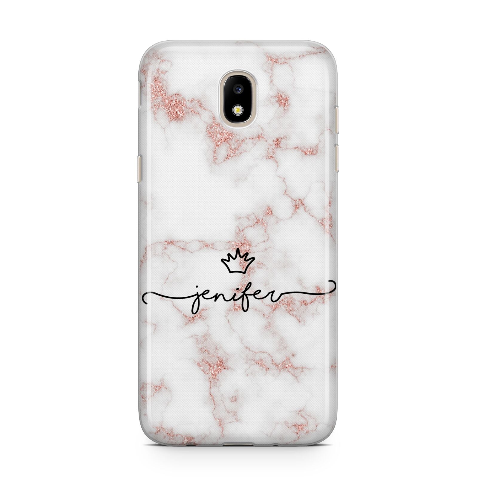 Pink Glitter Marble with Custom Text Samsung J5 2017 Case