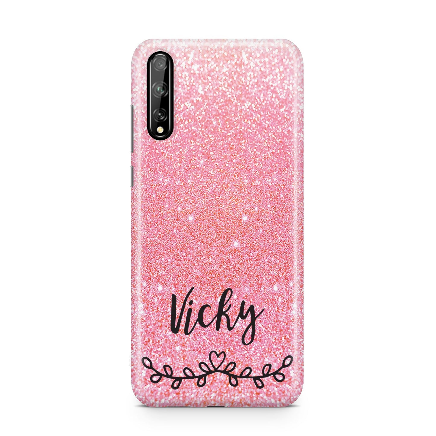 Pink Glitter with Custom Black Text Huawei Enjoy 10s Phone Case