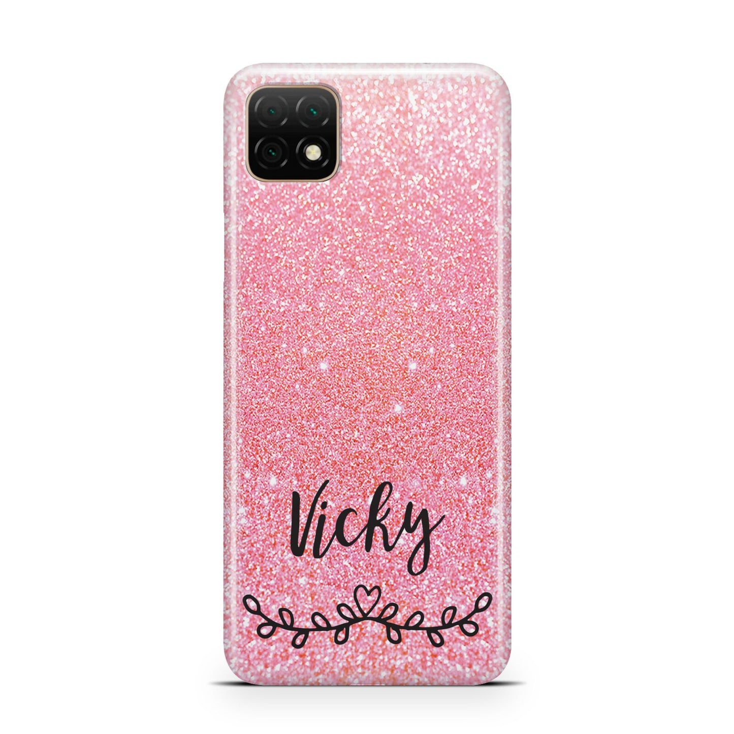 Pink Glitter with Custom Black Text Huawei Enjoy 20 Phone Case