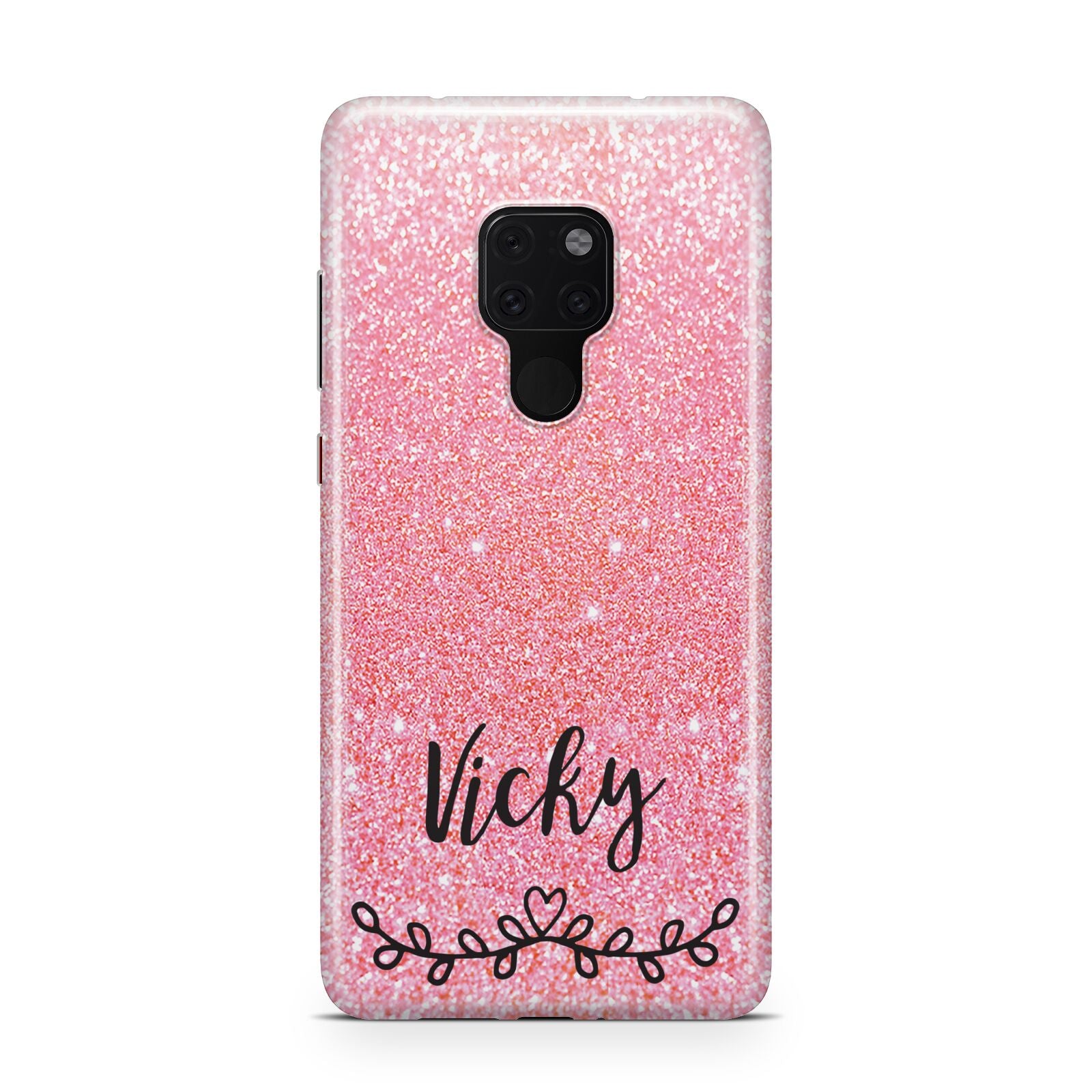 Pink Glitter with Custom Black Text Huawei Mate 20 Phone Case