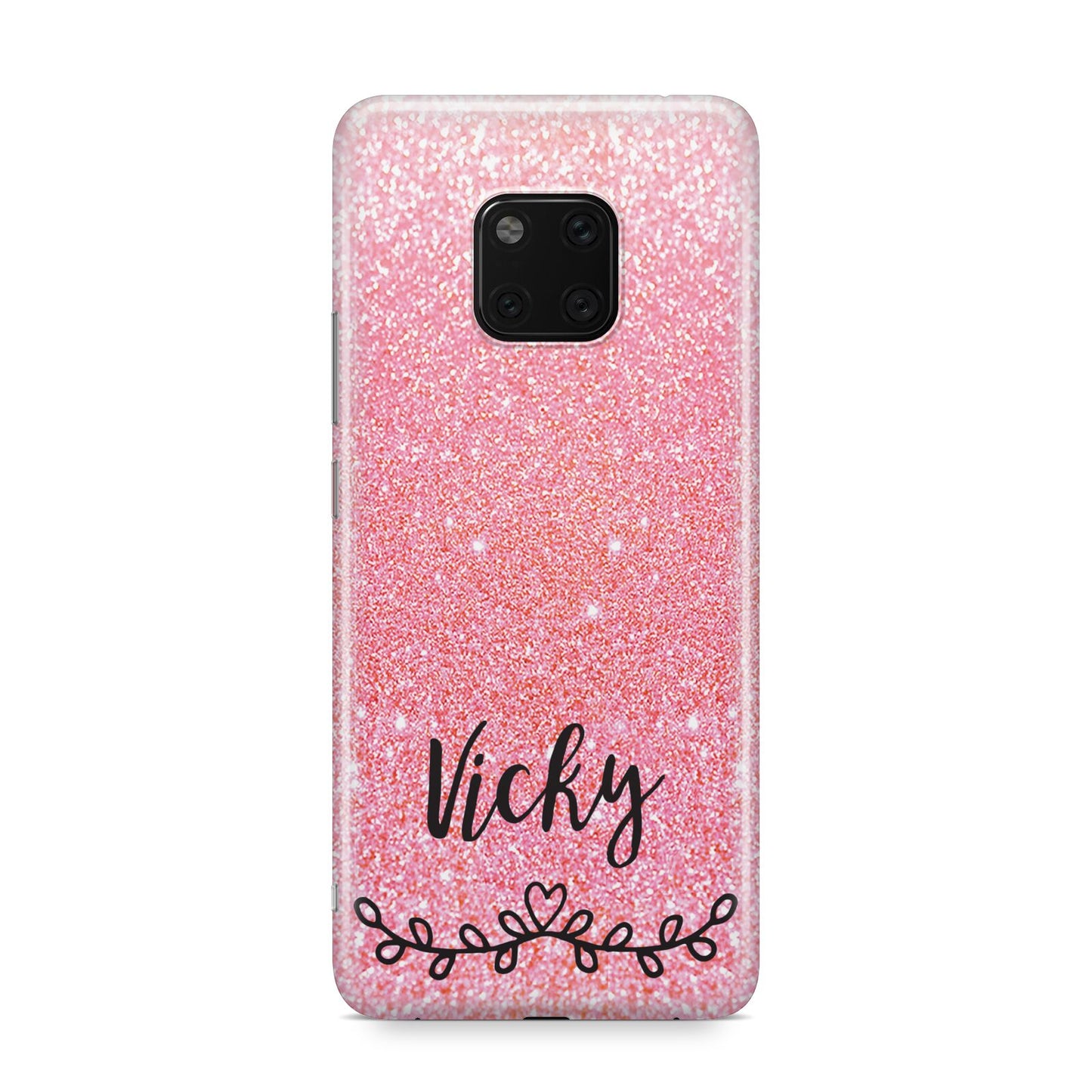 Pink Glitter with Custom Black Text Huawei Mate 20 Pro Phone Case