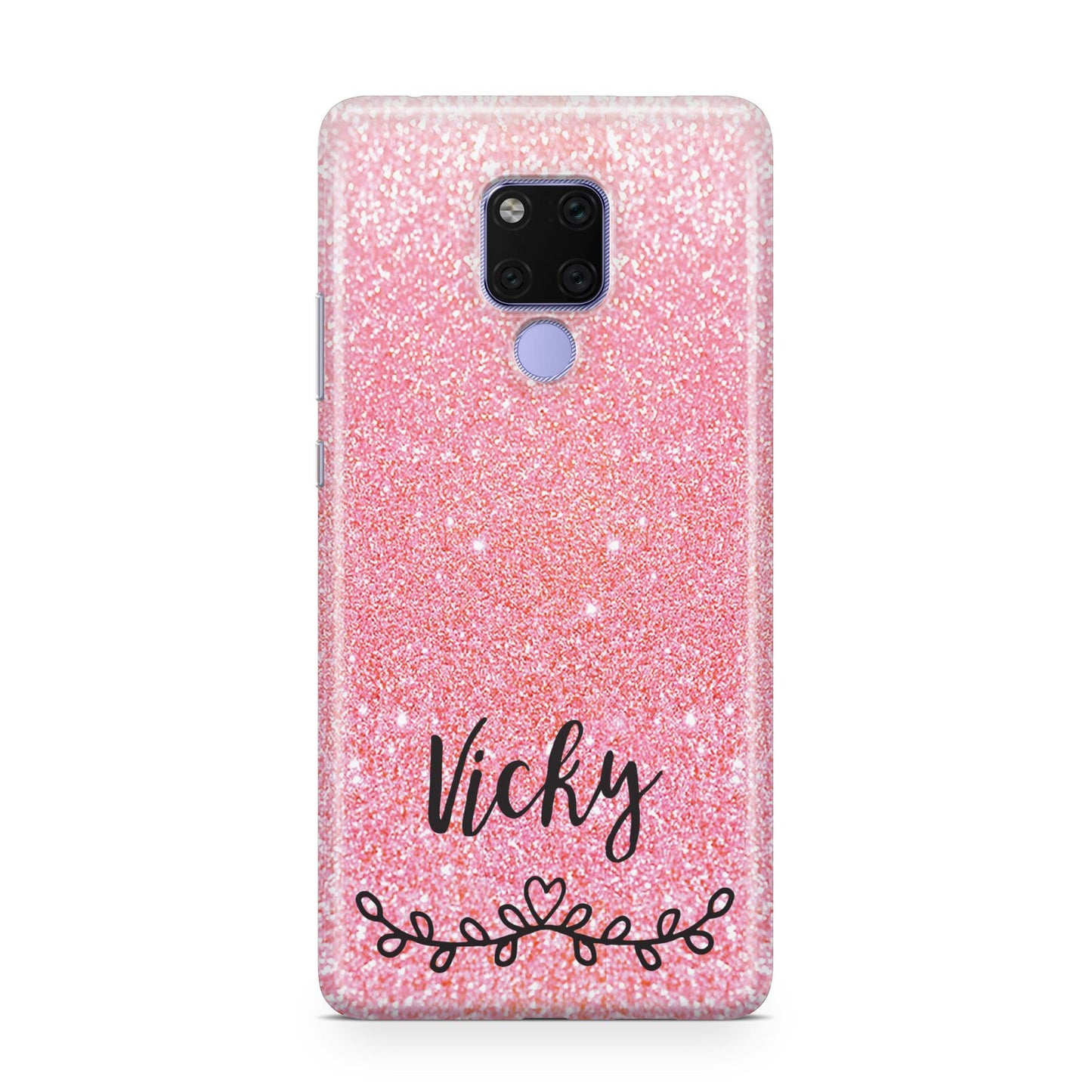 Pink Glitter with Custom Black Text Huawei Mate 20X Phone Case