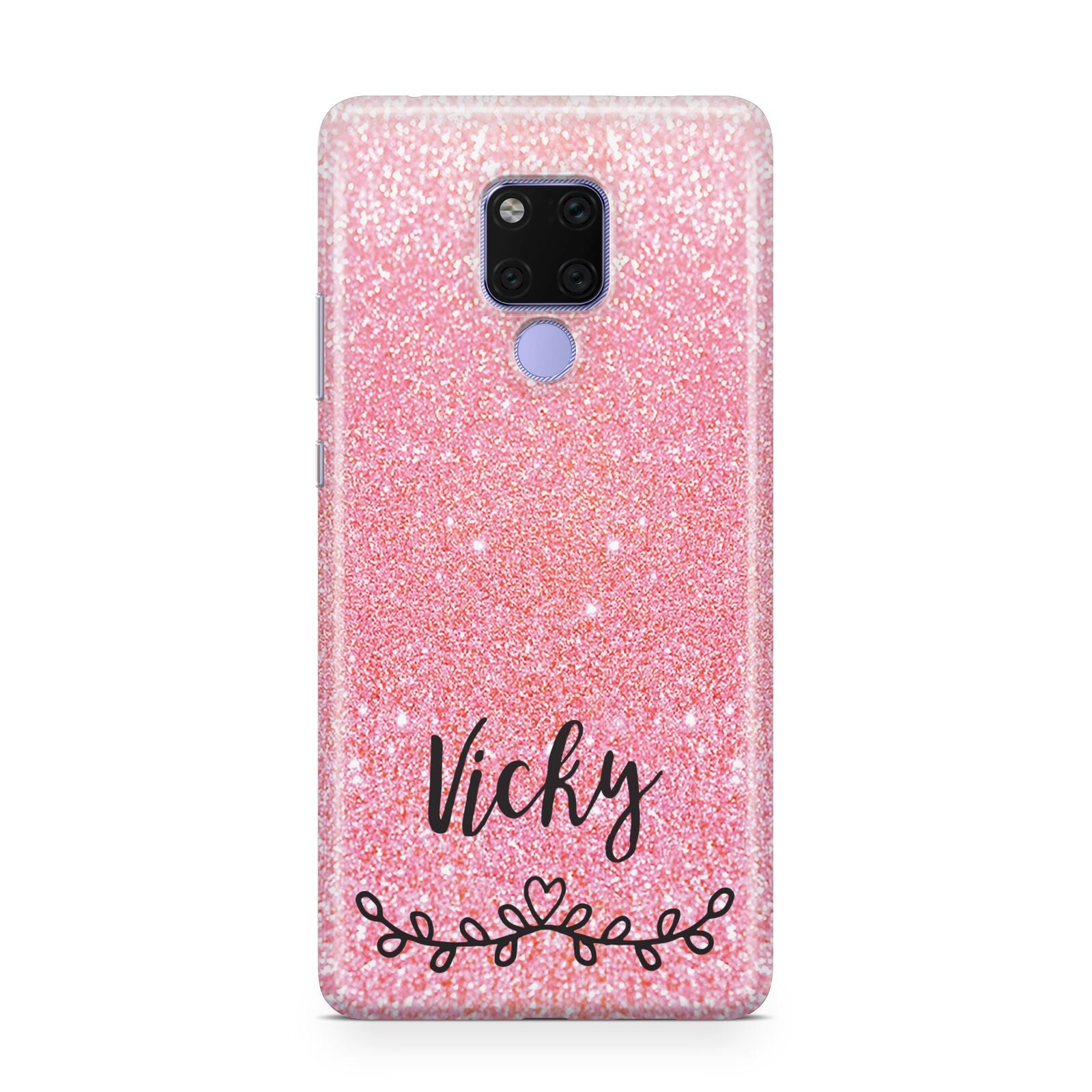 Pink Glitter with Custom Black Text Huawei Mate 20X Phone Case