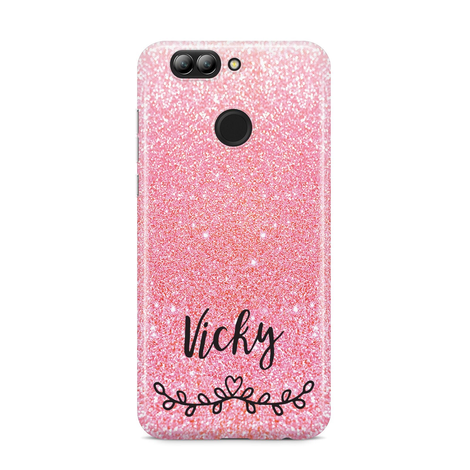 Pink Glitter with Custom Black Text Huawei Nova 2s Phone Case