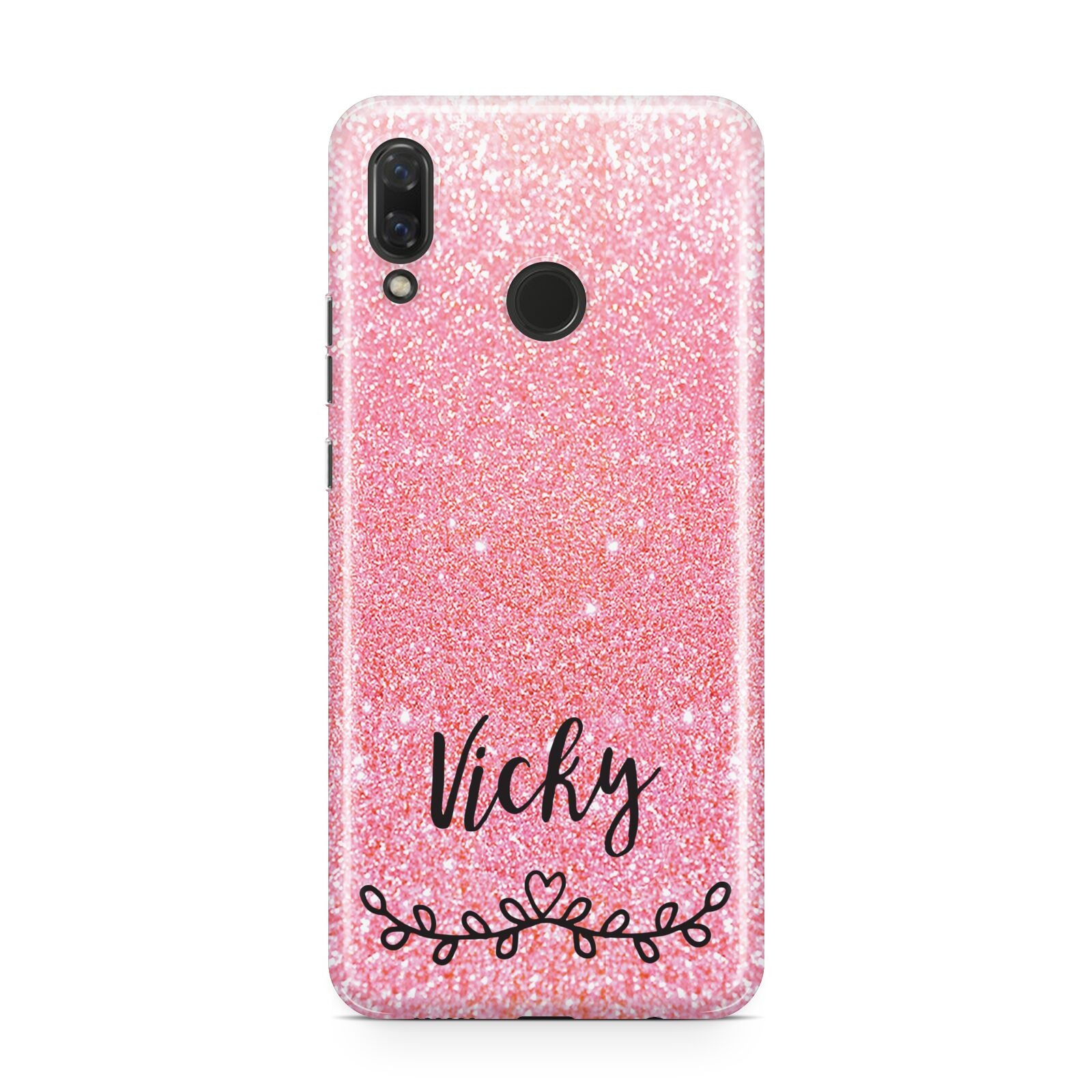 Pink Glitter with Custom Black Text Huawei Nova 3 Phone Case