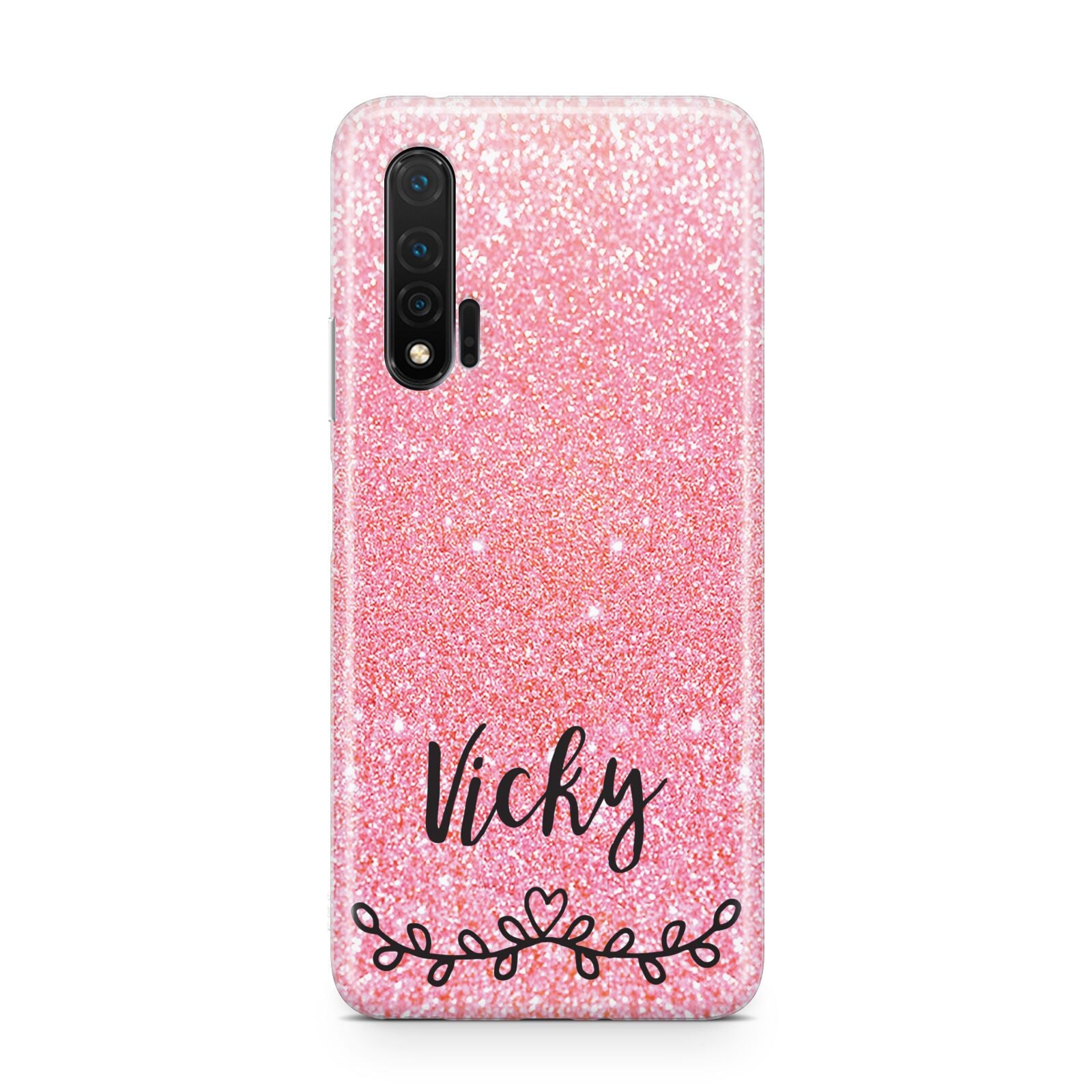 Pink Glitter with Custom Black Text Huawei Nova 6 Phone Case