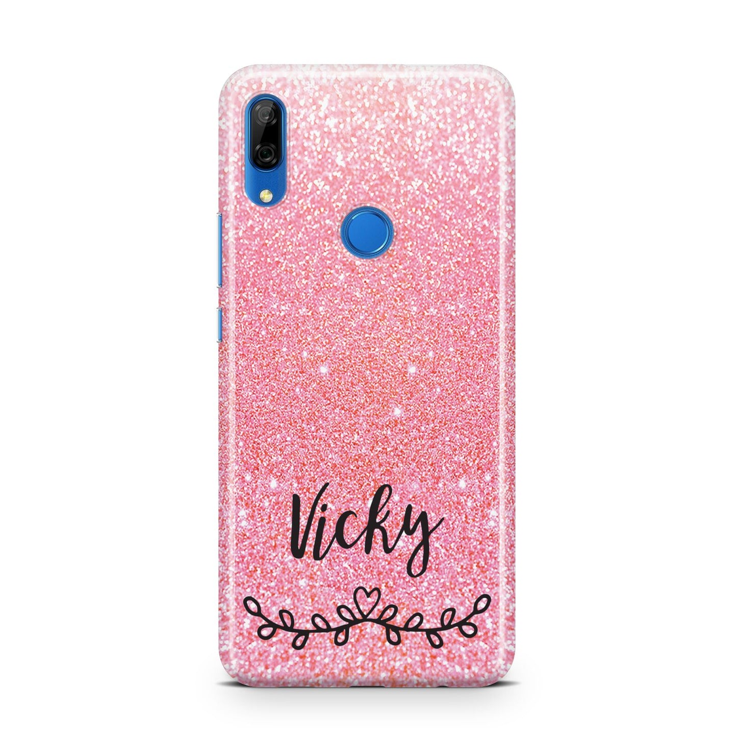 Pink Glitter with Custom Black Text Huawei P Smart Z