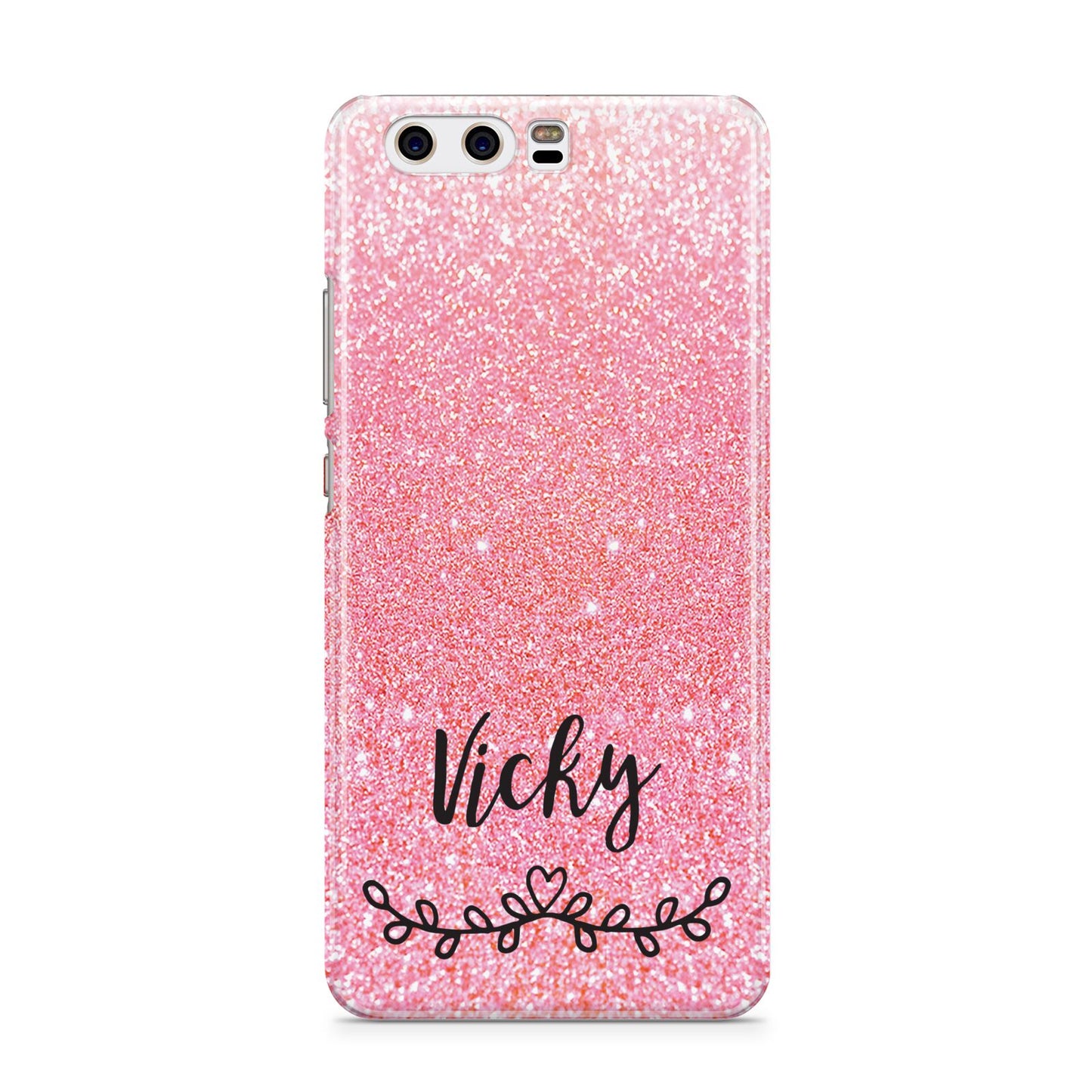 Pink Glitter with Custom Black Text Huawei P10 Phone Case