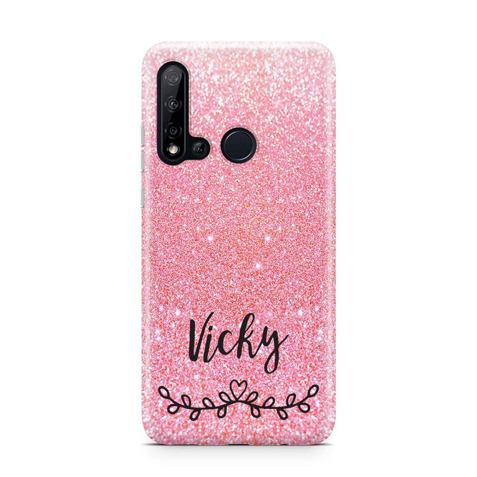 Pink Glitter with Custom Black Text Huawei P20 Lite 5G Phone Case