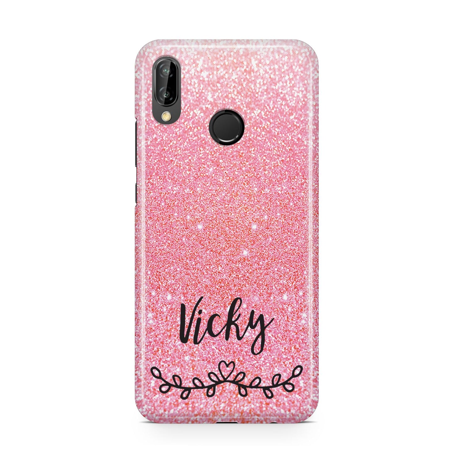 Pink Glitter with Custom Black Text Huawei P20 Lite Phone Case