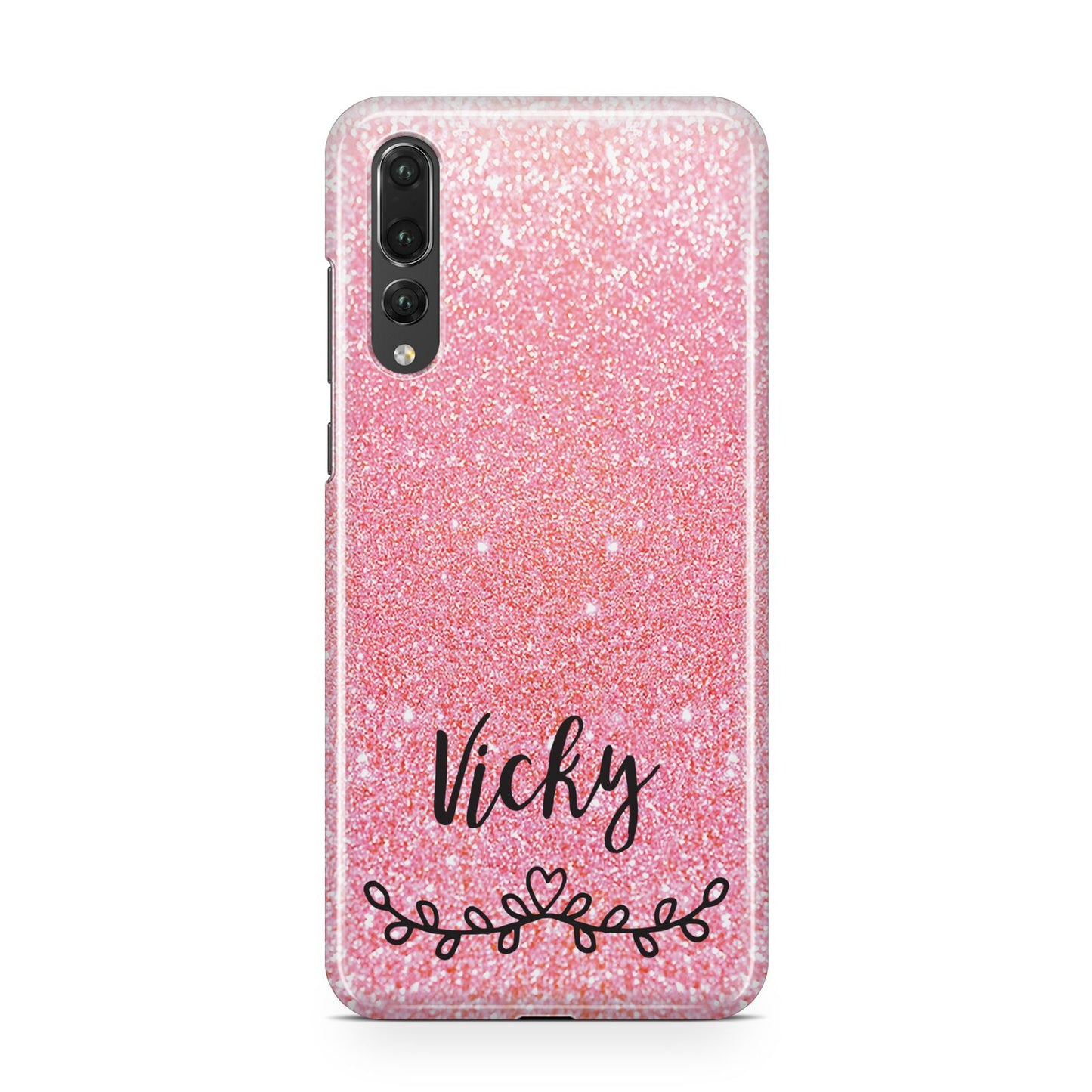 Pink Glitter with Custom Black Text Huawei P20 Pro Phone Case